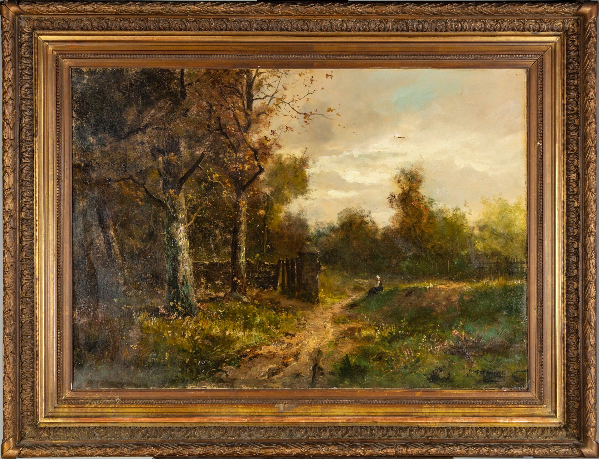 PICK-MORINO 埃德蒙-皮克-莫里诺 (1877-1958)

森林边缘景观

布面油画，右下角有签名

修复和事故