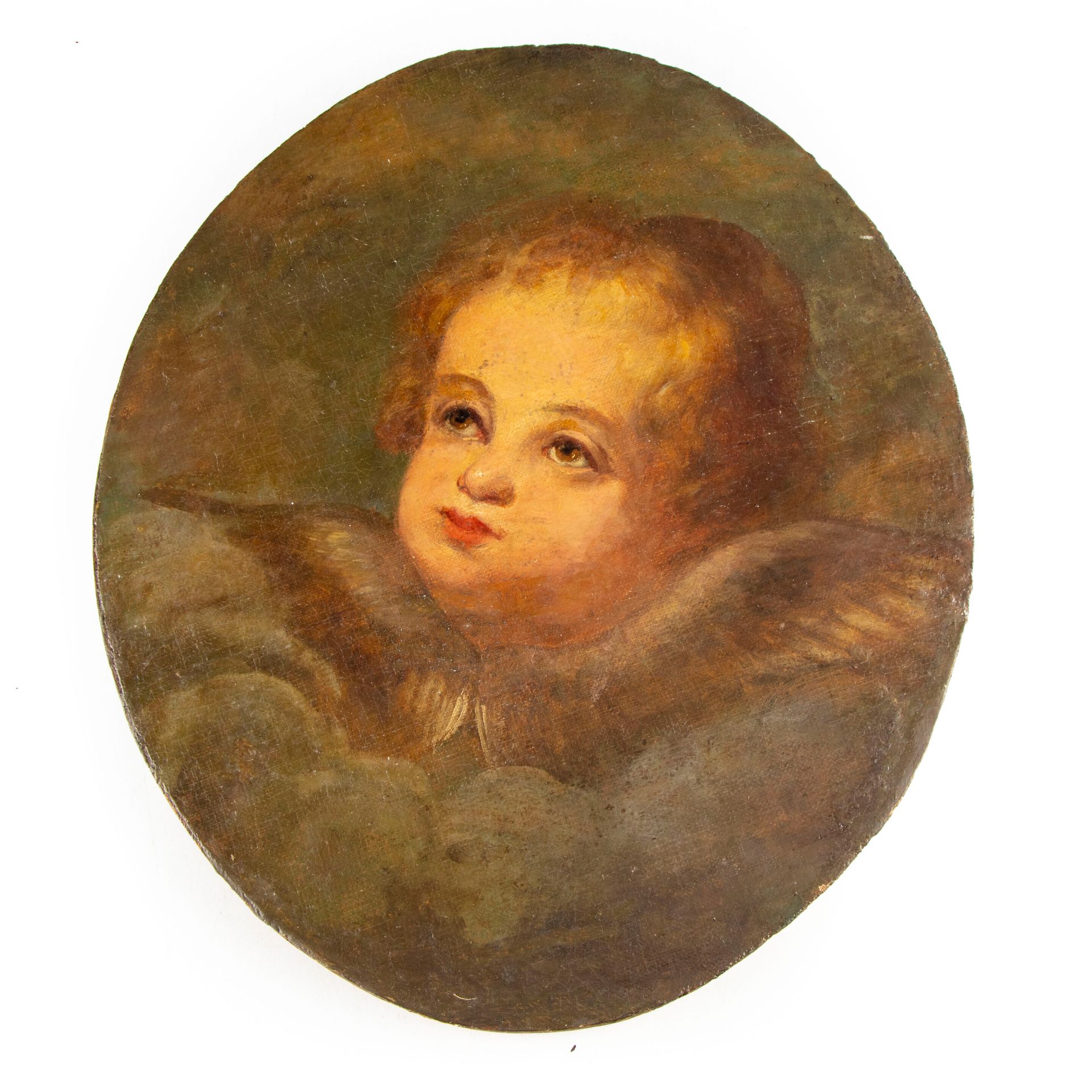 ECOLE FRANCAISE 18世纪法国学校

一个小天使的头

布面油画，装在面板上

40 x 33 cm

修缮