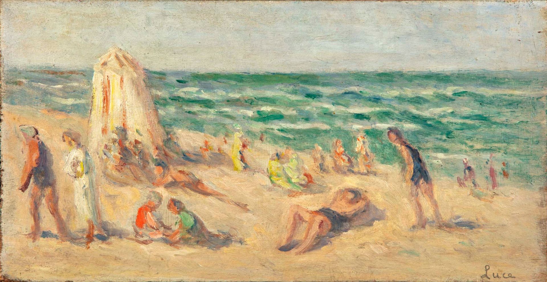 Maximilien Luce 马克西米利安-卢斯(1858-1941)

海边的人物。

板面油画，右下角有签名

19 x 36 厘米

我们感谢Denis&hellip;