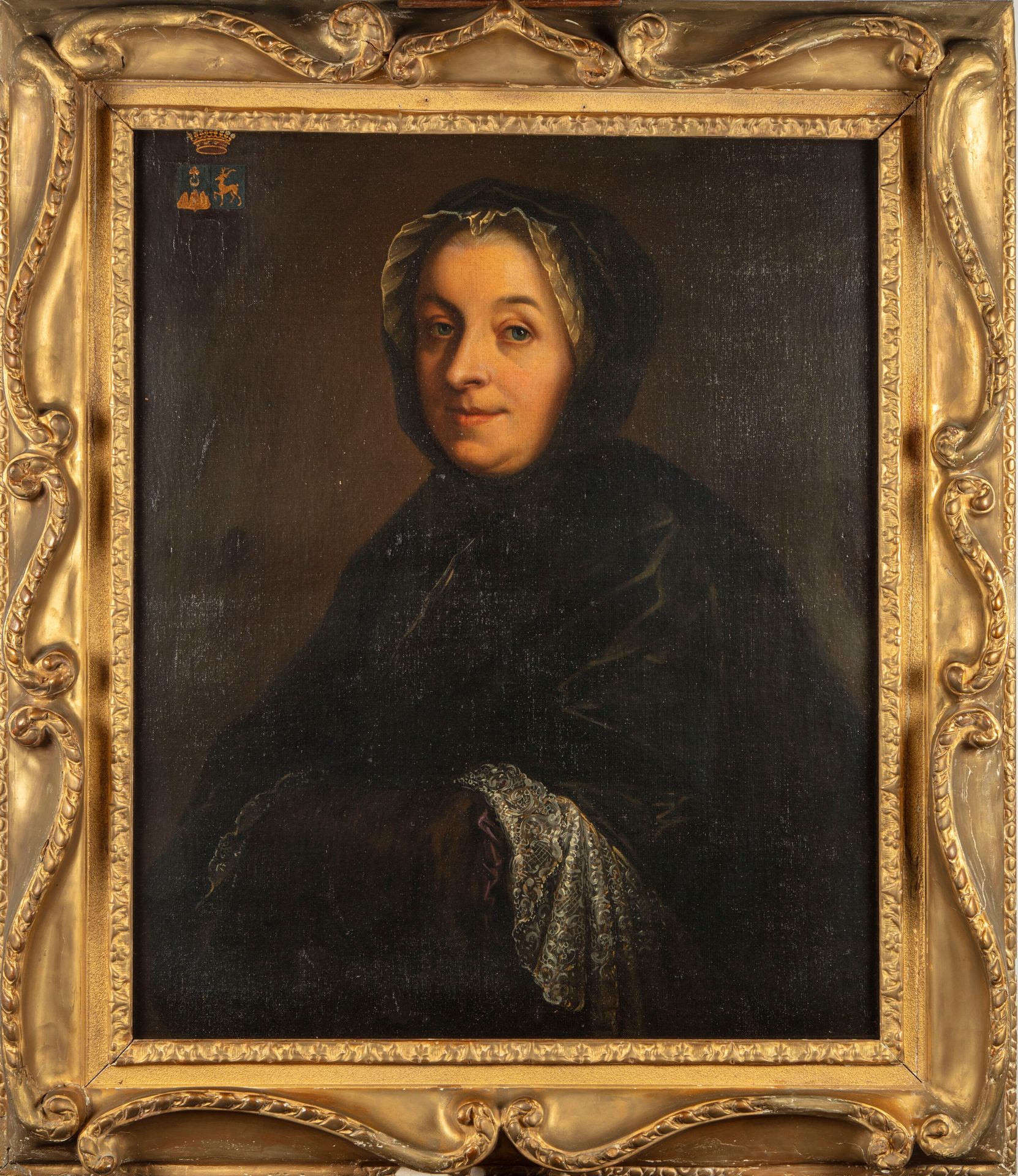ECOLE FRANCAISE 18世纪法国学校

安妮-玛丽-德-赫辛格的推定画像

布面油画，rrentoil

81 x 64,5 cm

修复，木质和镀&hellip;