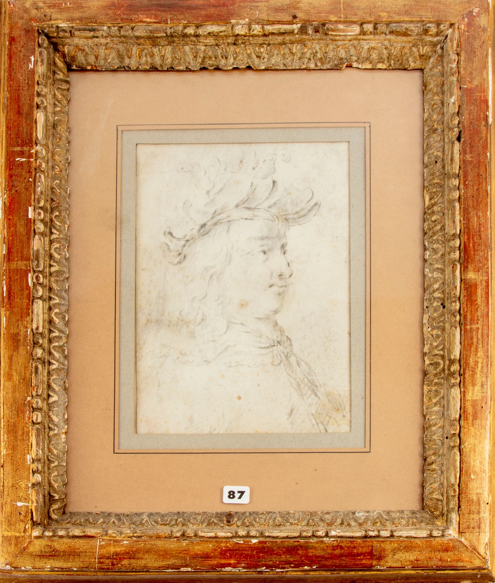 ECOLE DU NORD 17世纪的北方学校--归属于Frans VAN MIERIS的作品

戴着羽毛帽的男子肖像

铅笔画

20 x 15厘米

潮湿和&hellip;