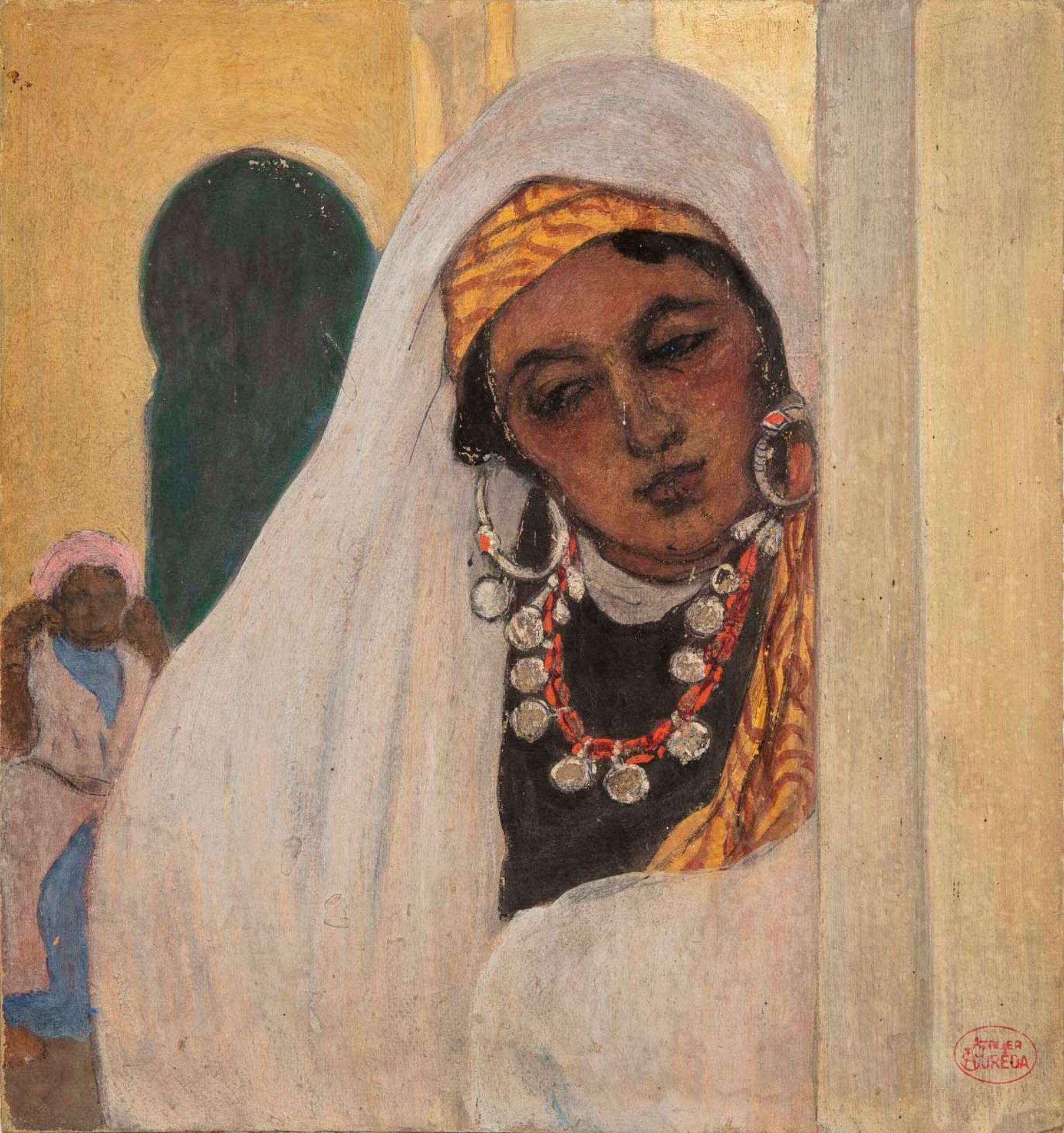 SUREDA 安德烈-苏雷达(1872-1930)

梦幻般的女人与珠宝

水粉画在纸板上，工作室右下方有印章

26 x 24 厘米