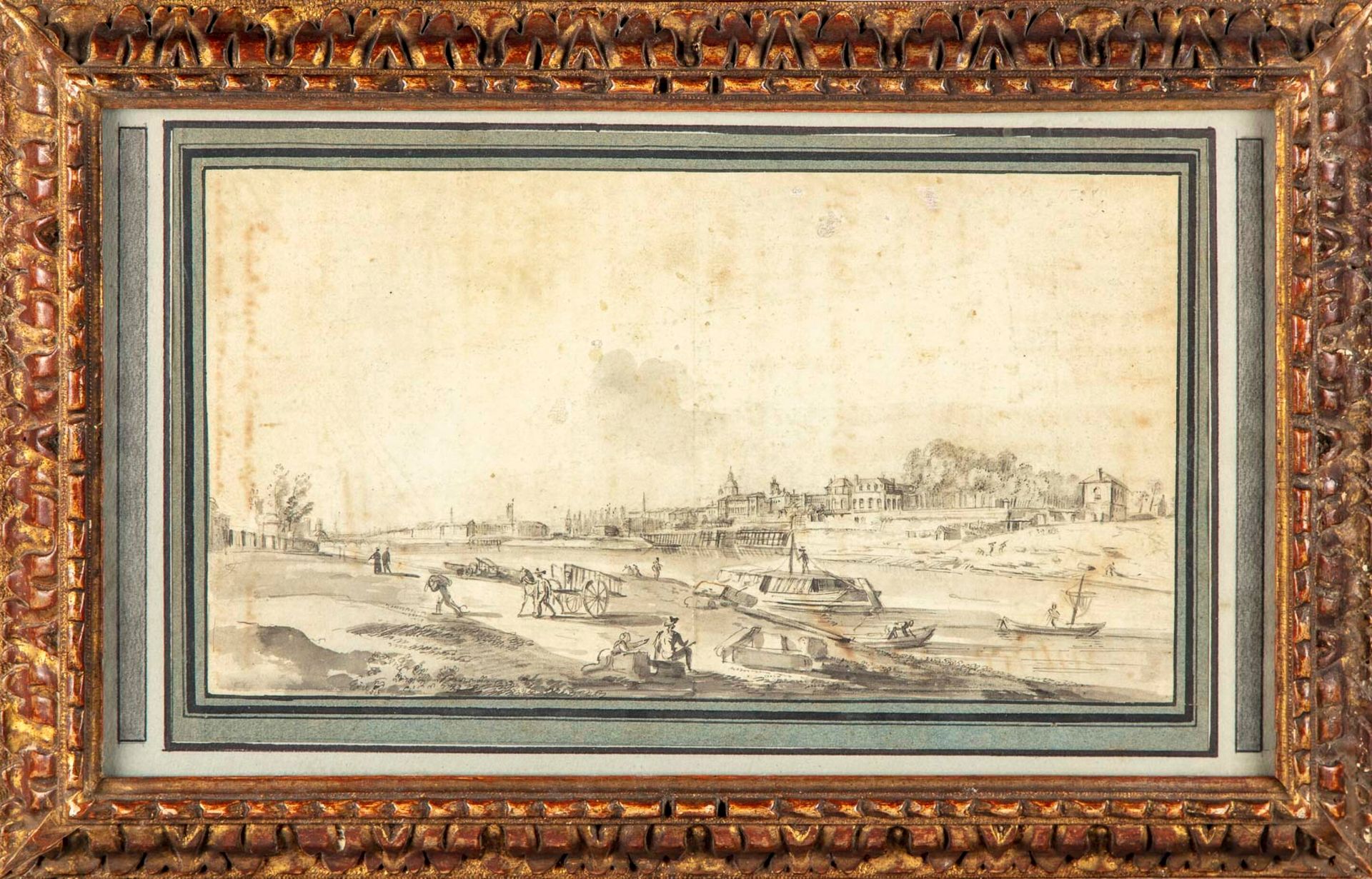 ECOLE FRANCAISE XVIIIè 18世纪法国学校

动画的河岸

水墨画

20 x 36,6 cm

在其模制的木质框架中