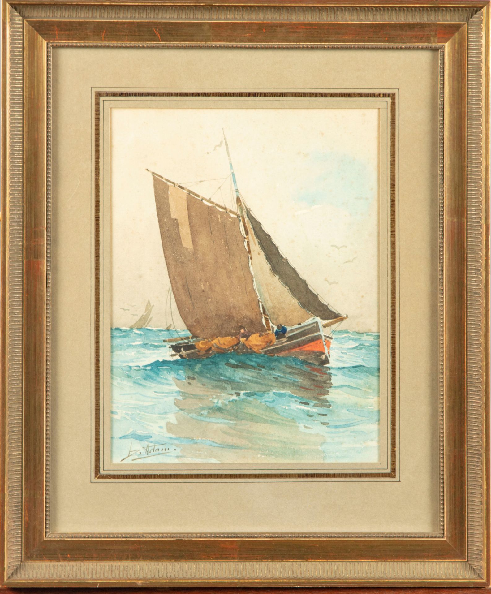 Null D. ADAM 

Bateau à voile 

Aquarelle, signée en bas à gauche

24 x 18 cm