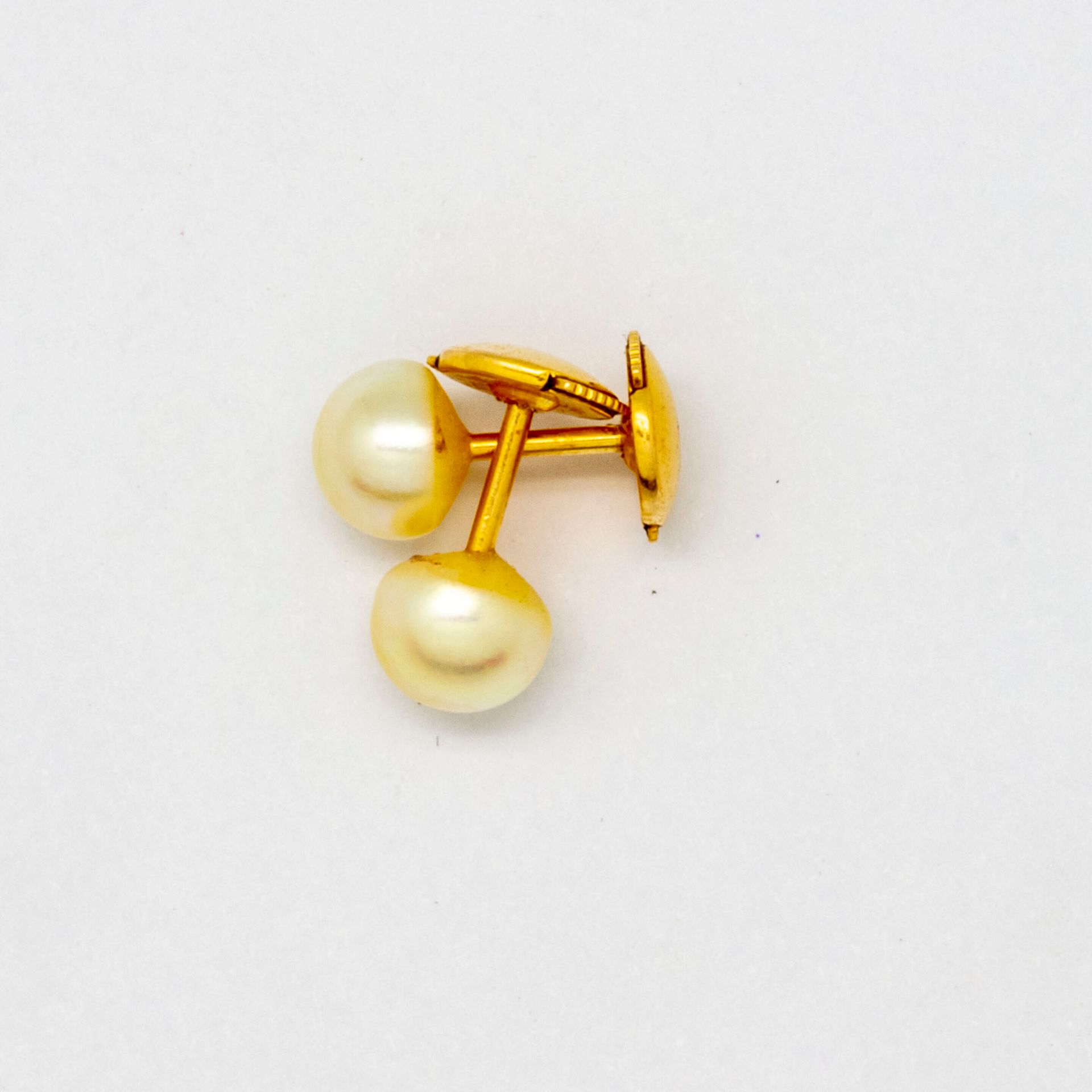 Null Paire de puces d'oreilles en or jaune orné d'une perle 

Poids brut : 1,9 g