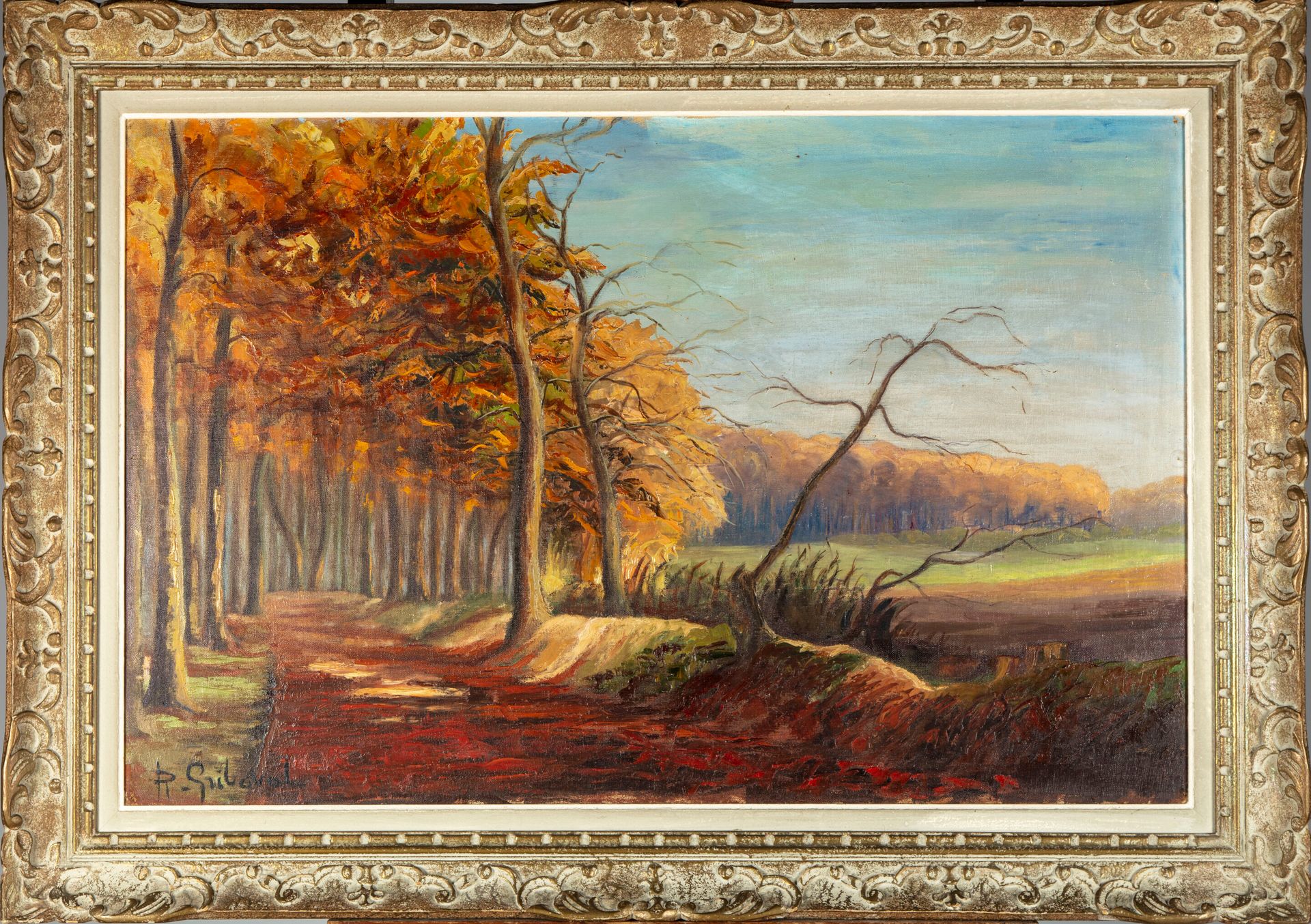 Null 罗杰-格里博瓦尔(1908-2006)

树林边缘的风景

布面油画，左下角有签名

60 x 92 cm