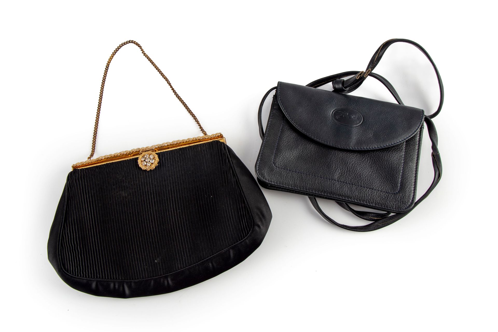 Null Set of two evening clutches, including a Longchamp