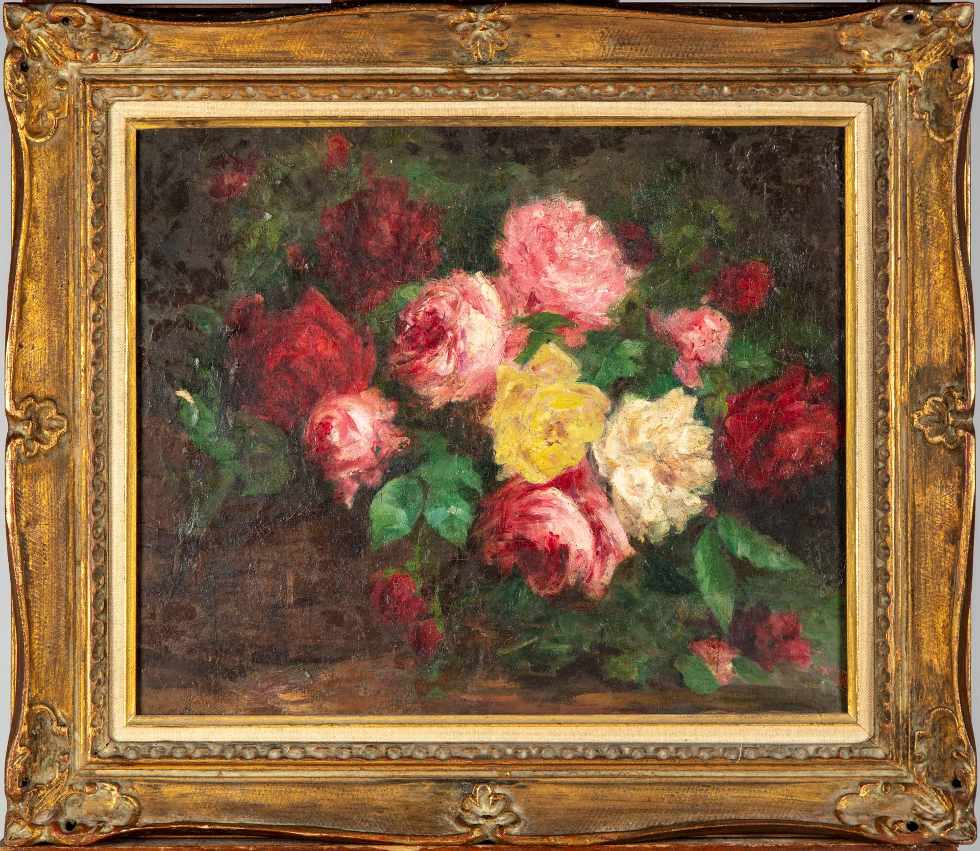 Null FRENCH SCHOOL of the XXth century 

Still life with a bunch of roses

Oil o&hellip;