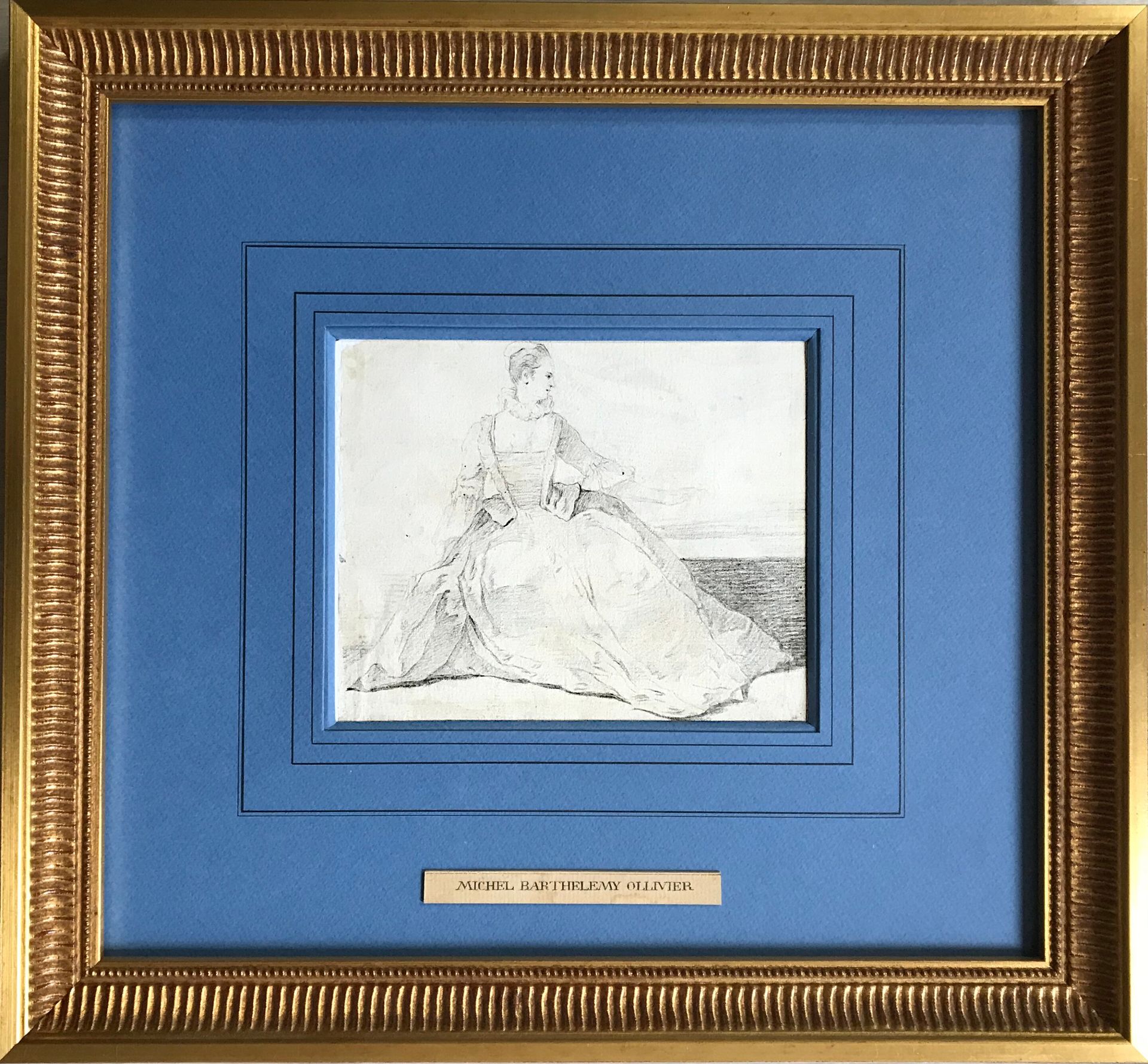 Null 米歇尔-巴特勒米-奥利维尔（1712-1784），归属于

年轻的坐着的女人

铅笔画

无符号

12 x 15厘米

框架