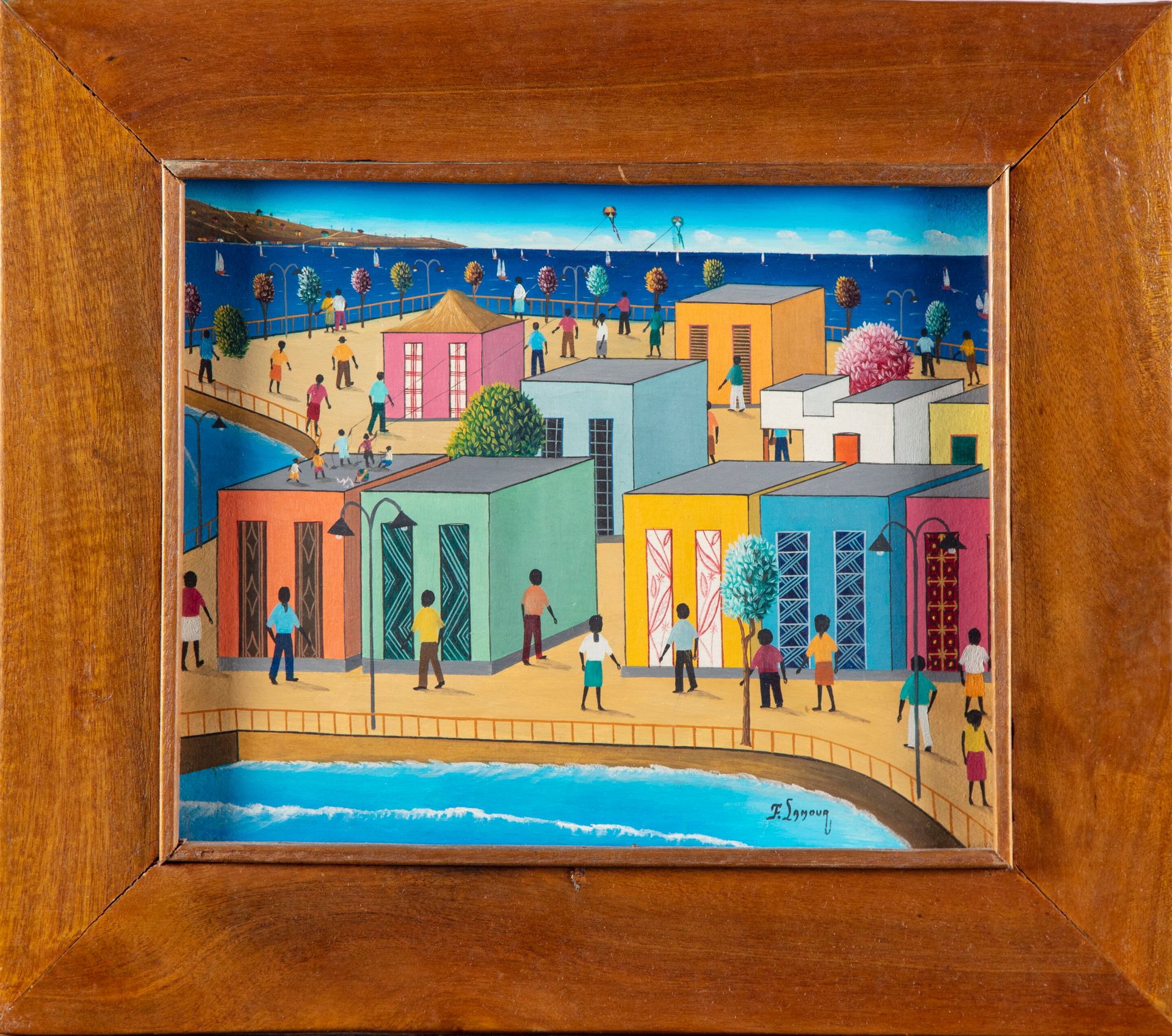 Null 弗里茨纳-拉穆尔（1950）--20世纪的海地学校

海地 - 码头的景色

布面油画，右下方有签名

21 x 26 cm