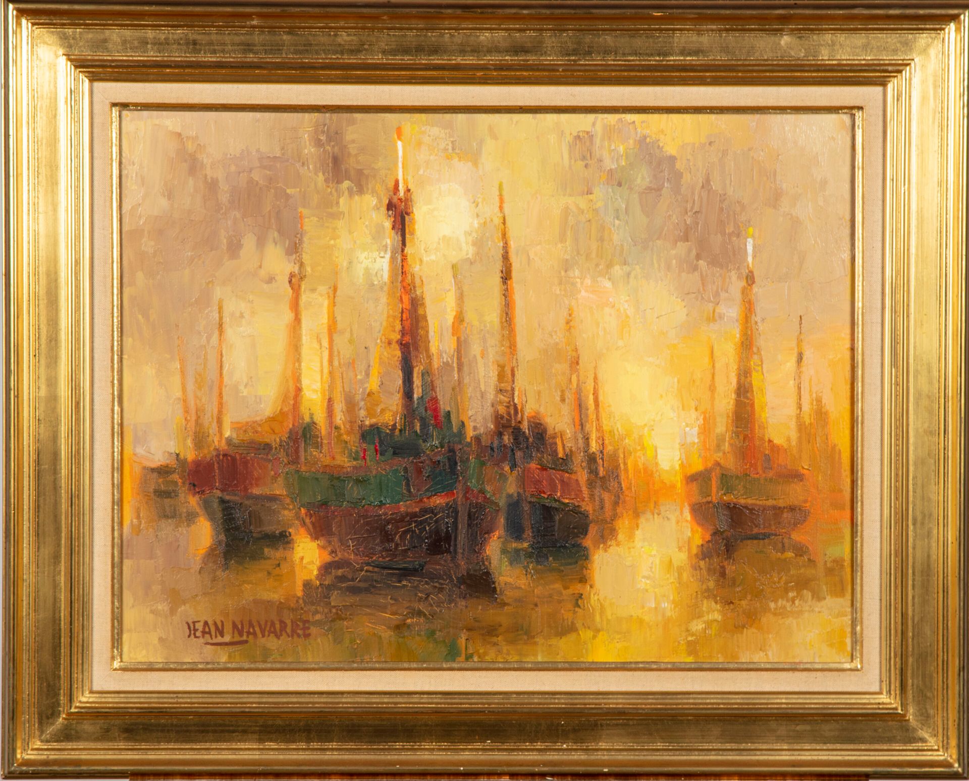 Null 让-纳瓦雷 (1914-2000)

雾中的船只

布面油画，左下方有签名，背面有标题和会签

47 x 61厘米

有框

油漆中的裂缝