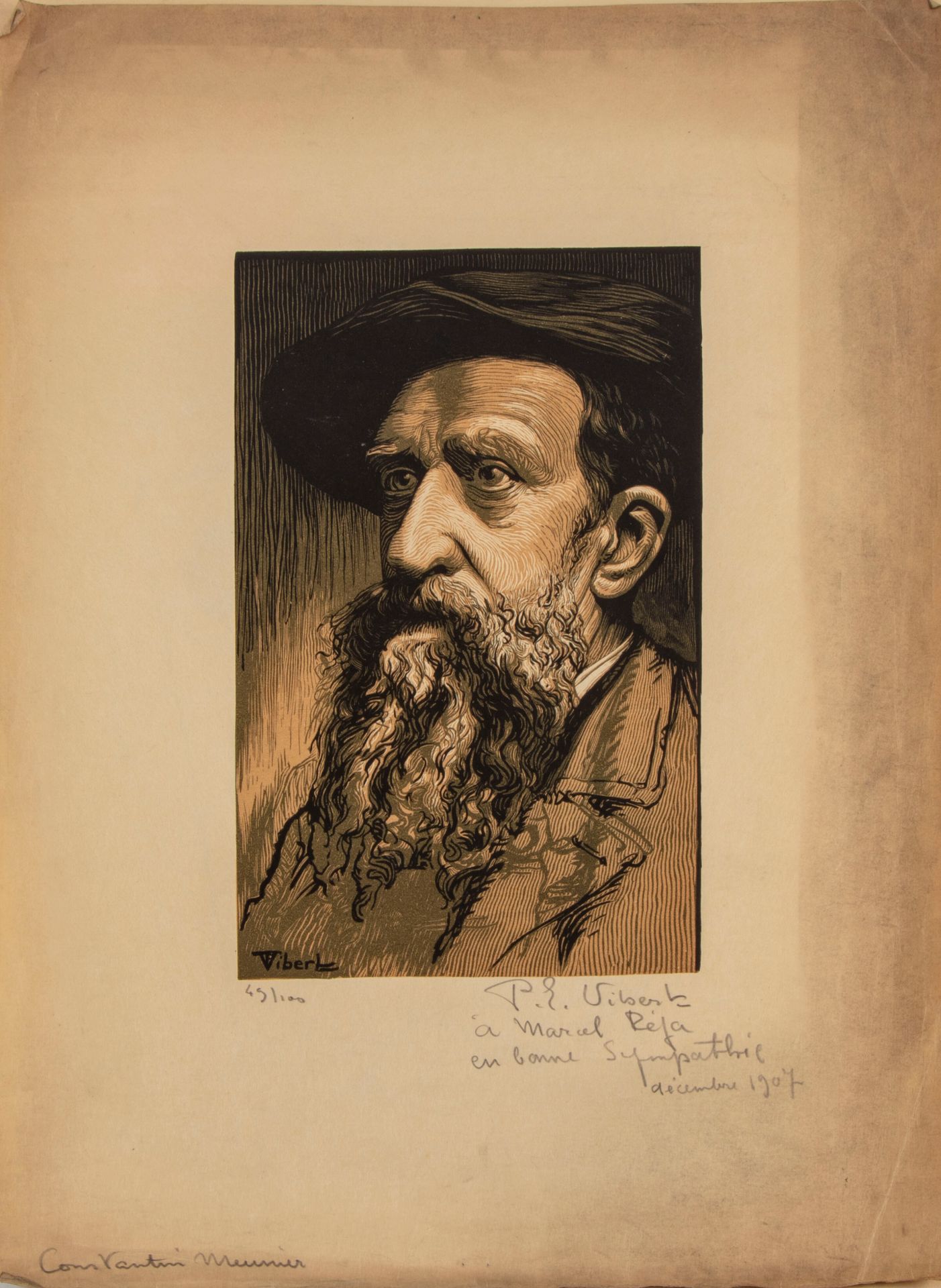 Null 皮埃尔-欧仁-维贝尔 (1875-1937)

康斯坦丁-穆尼耶的画像

雕刻，会签，编号为49/100

献给 "马塞尔-雷亚的良好同情，1907年&hellip;