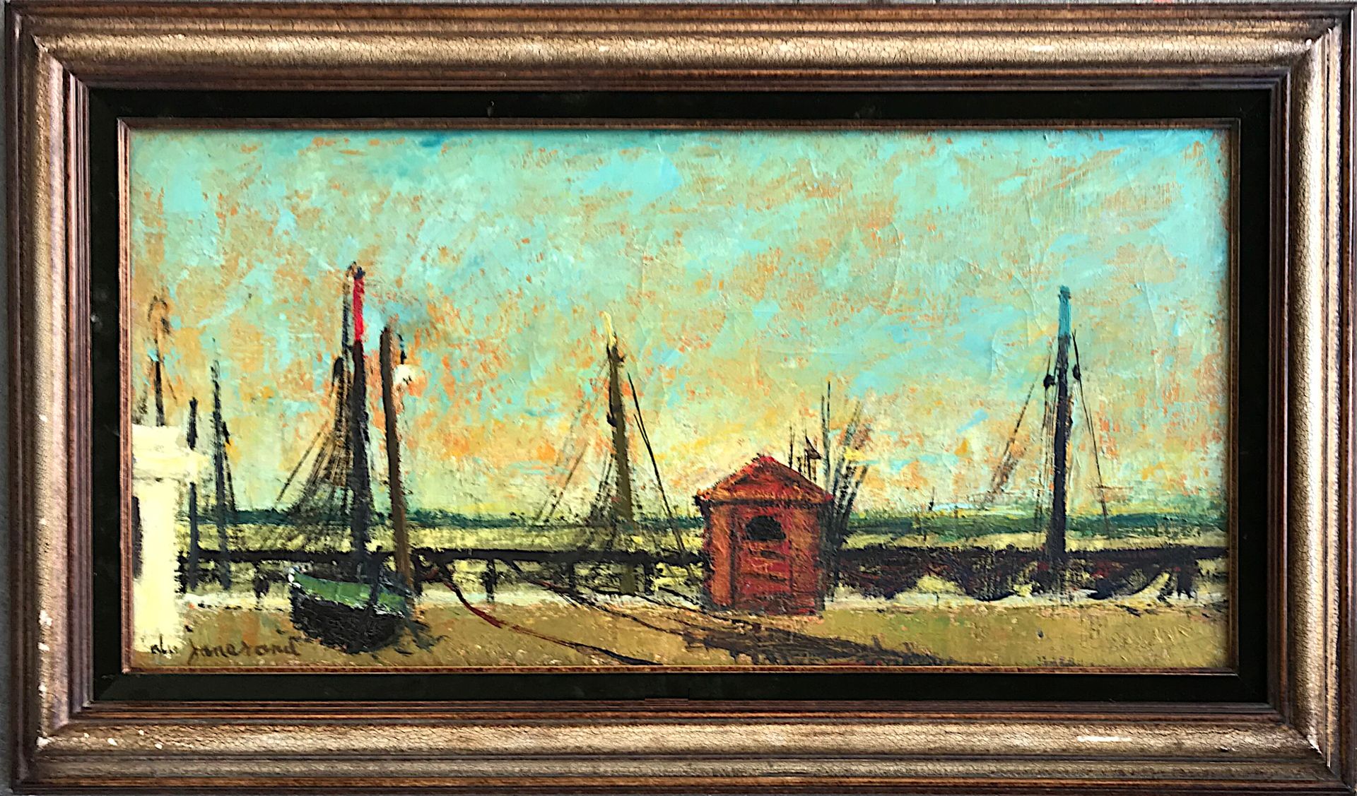 Null Daniel DU JANERAND (1919-1990)。

港口内的船只

布面油画

左下方有签名

40 x 80厘米