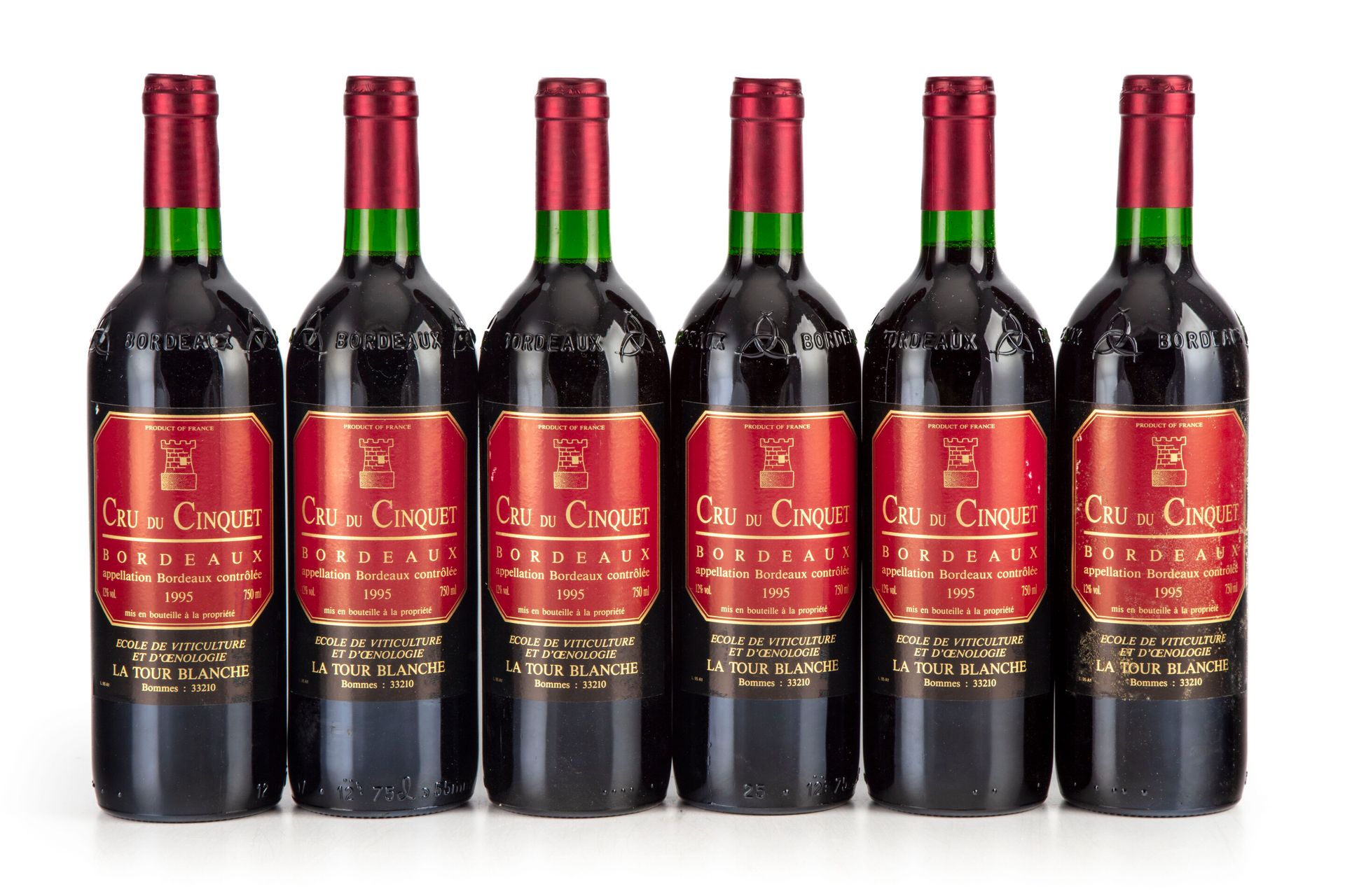 Null 12 bouteilles Cru du Cinquet 1995 Bordeaux (Ecole de vitivulture & oenologi&hellip;