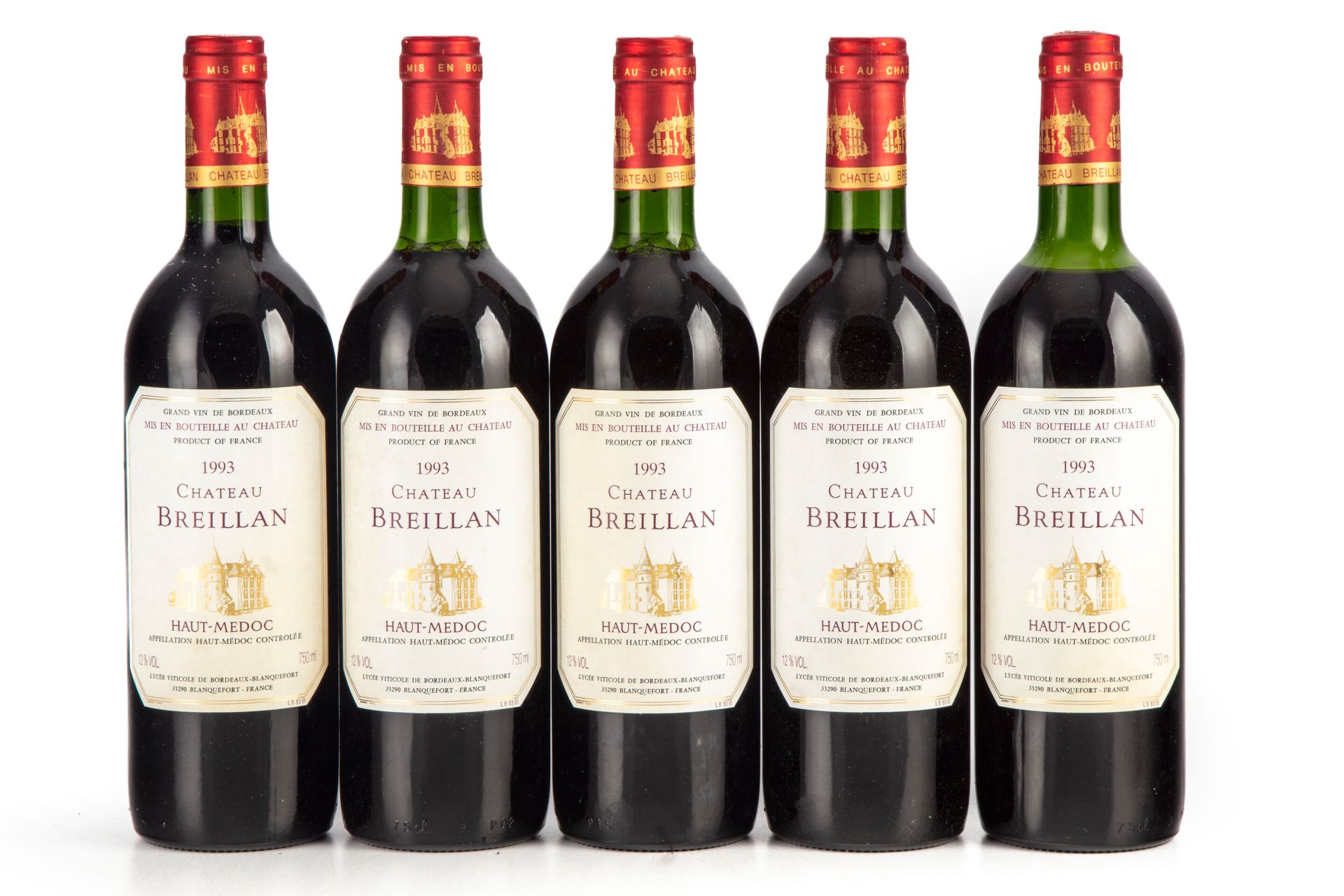 Null "11 bouteilles Château Breillan 1993 Haut-Médoc

(N. 7 tlb, 1 lb, E. F, tlt&hellip;