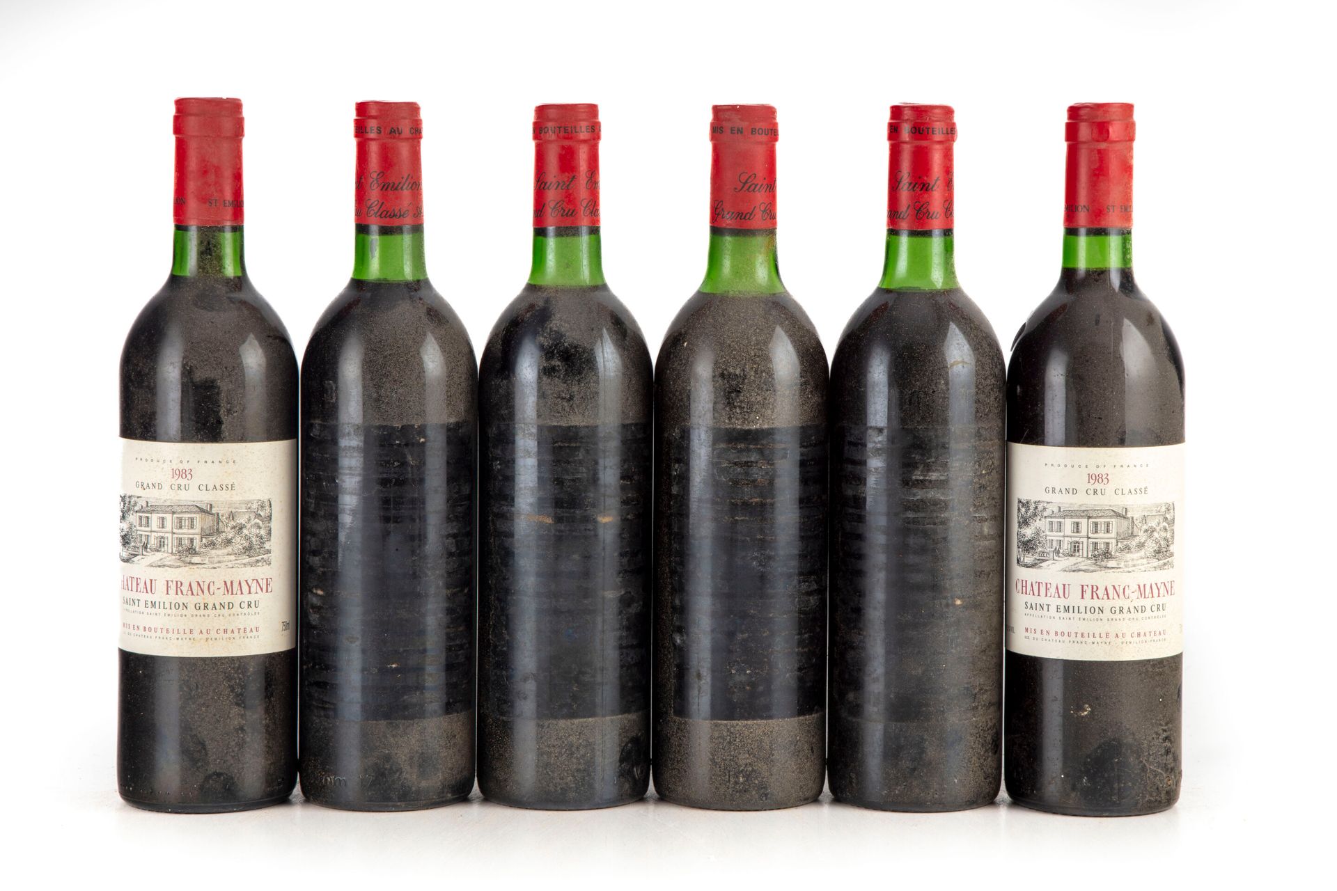 Null "6 bouteilles Château Franc Mayne 1983 1er GC Saint-Emilion

(N. 5 tlb à lb&hellip;