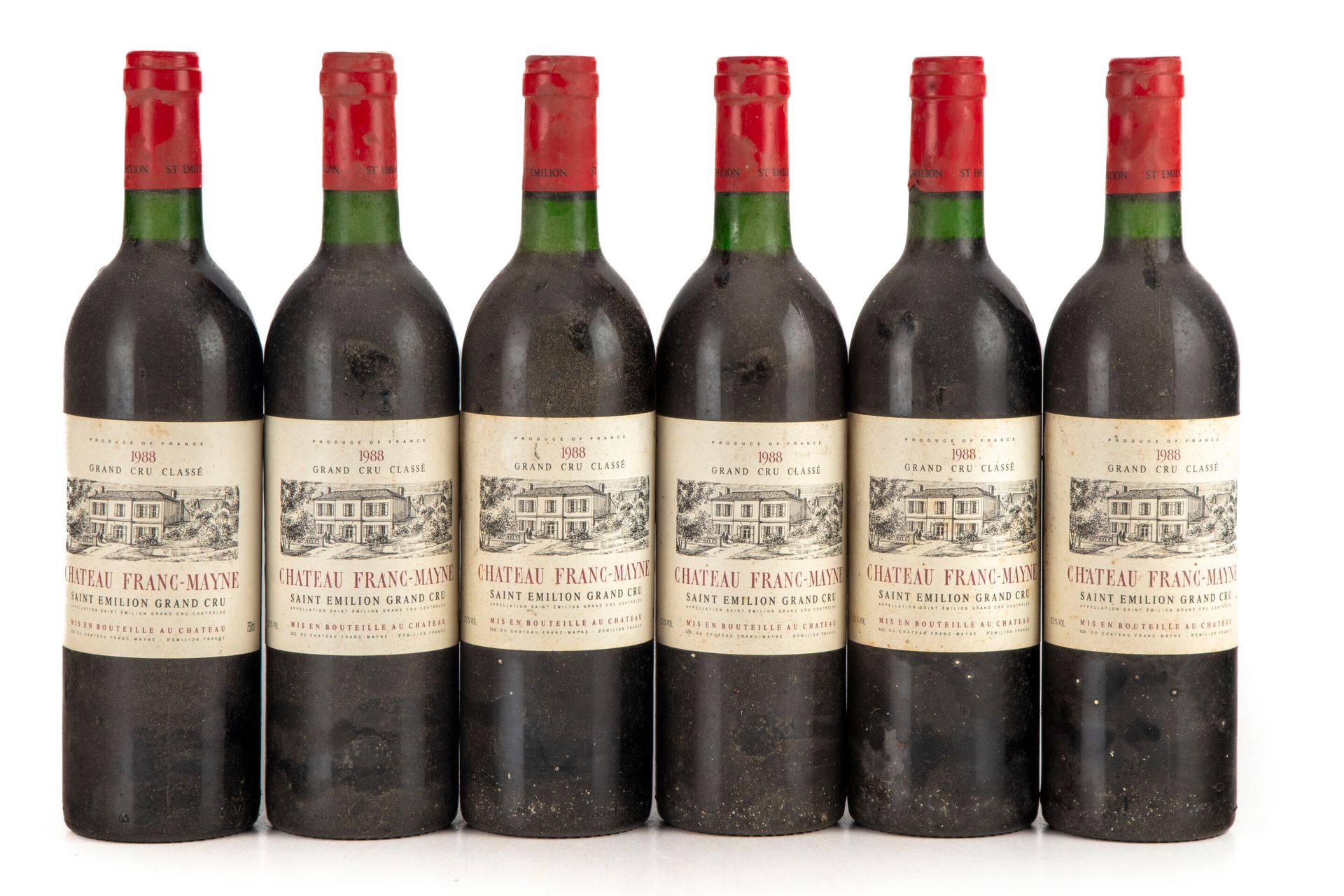 Null "6 bouteilles Château Franc Mayne 1988 1er GC Saint-Emilion

(N. Tlb, E. F,&hellip;