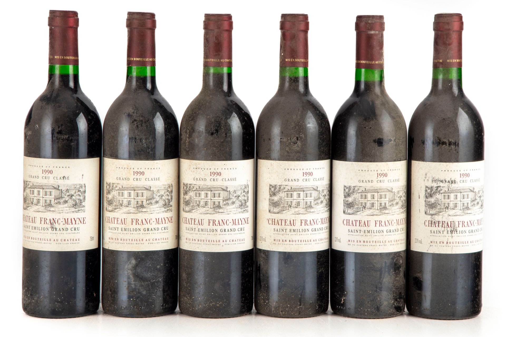 Null "6 bouteilles Château Franc Mayne 1990 1er GC Saint-Emilion Grand Cru

(E. &hellip;