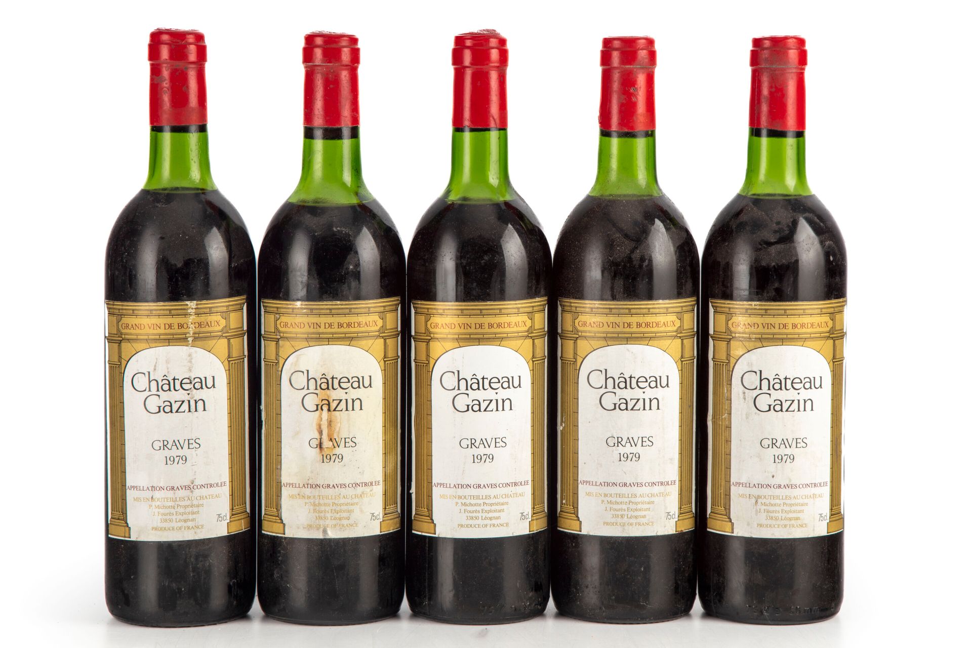 Null "5 bouteilles Château Gazin 1979 Pomerol

(N. 4 tlb, 1 he, E. A, lm, lg, 1 &hellip;