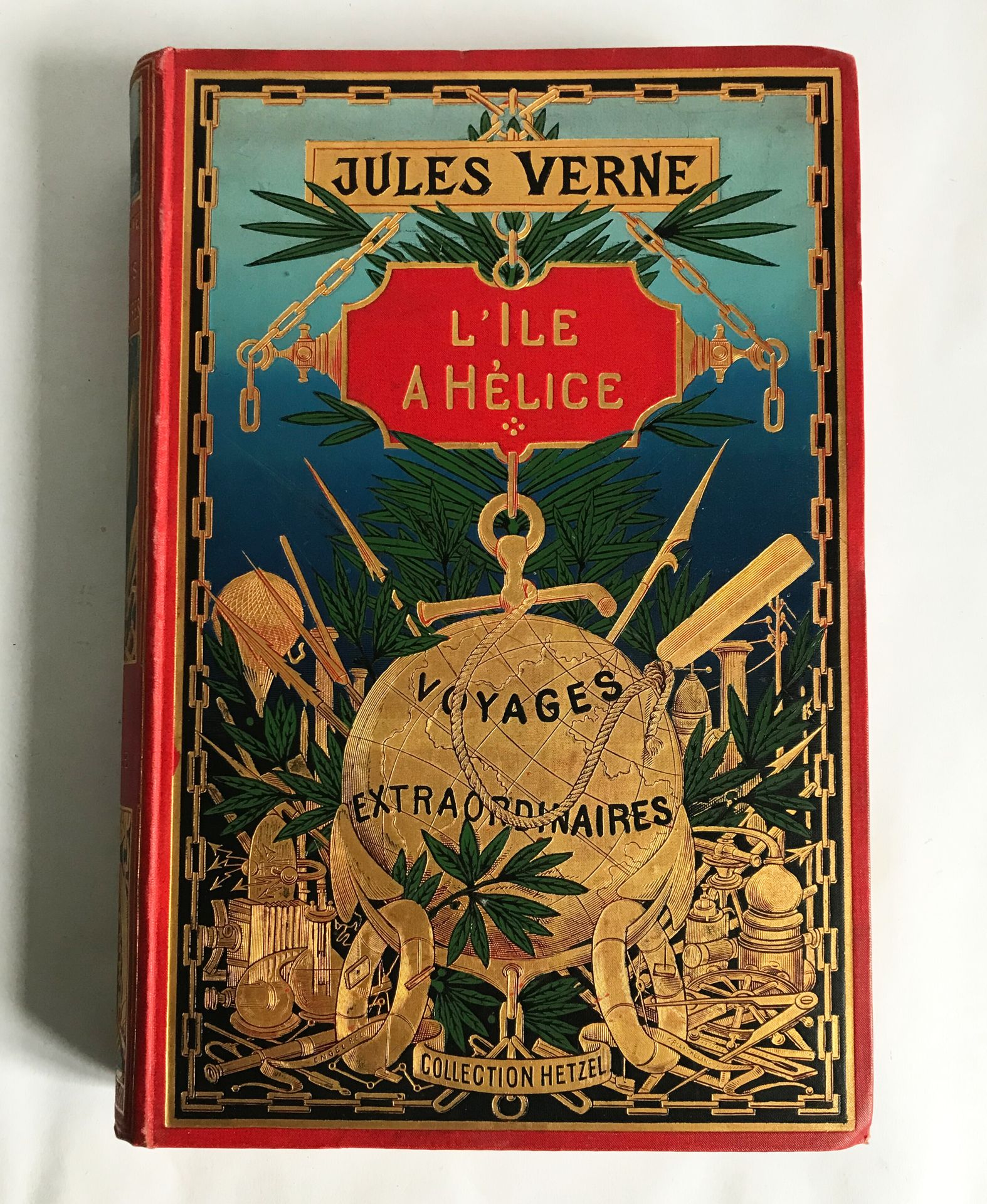 Null VERNE (Jules).
L'Île à hélice.
Paris, Hetzel, s.D.
Cartonnage au globe doré&hellip;