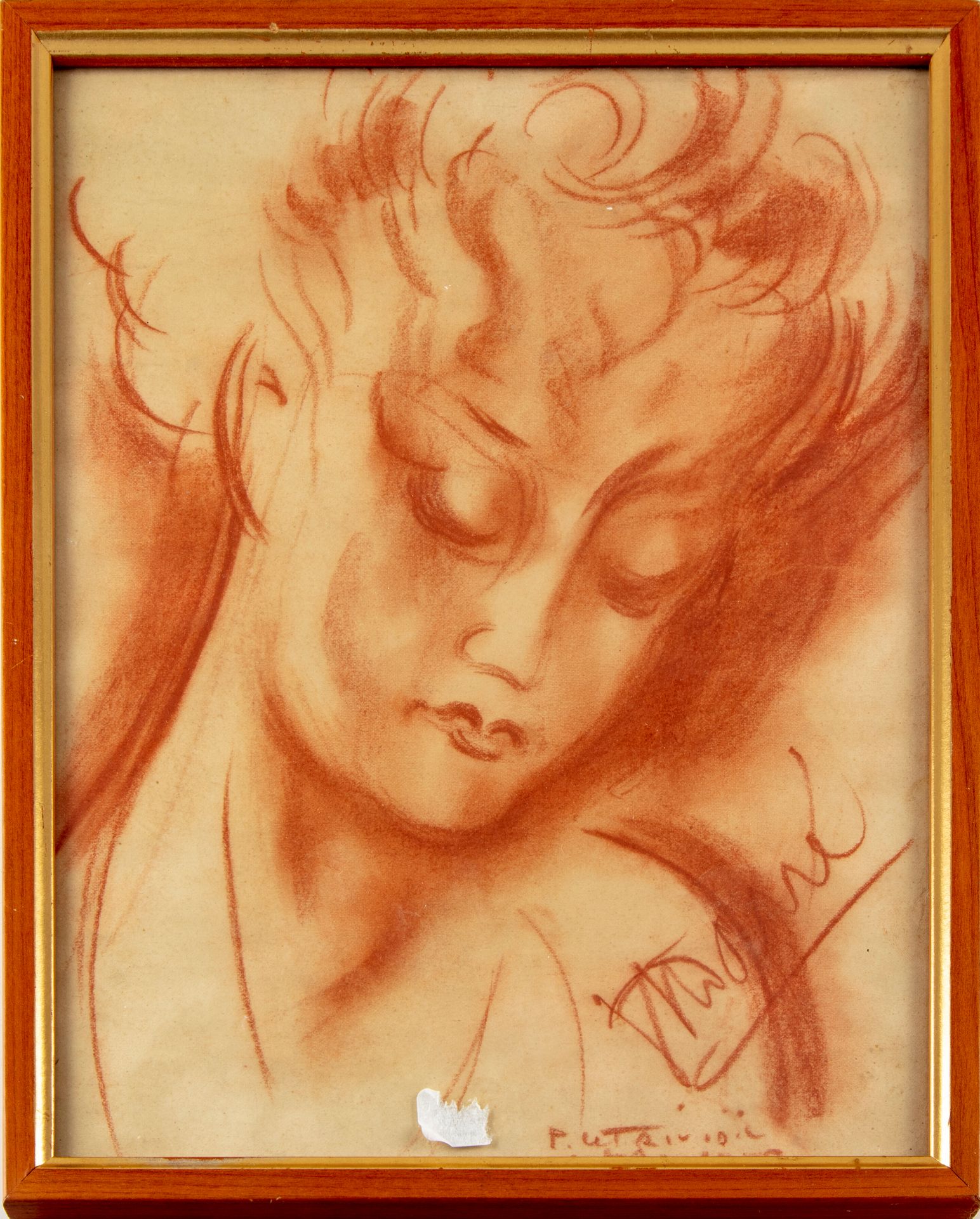 Null 皮埃尔-勒特里维迪克(1898-1960)
一个女人的画像
右下角有签名，日期为1950年10月的 "Sanguine"。
29 x 23 cm