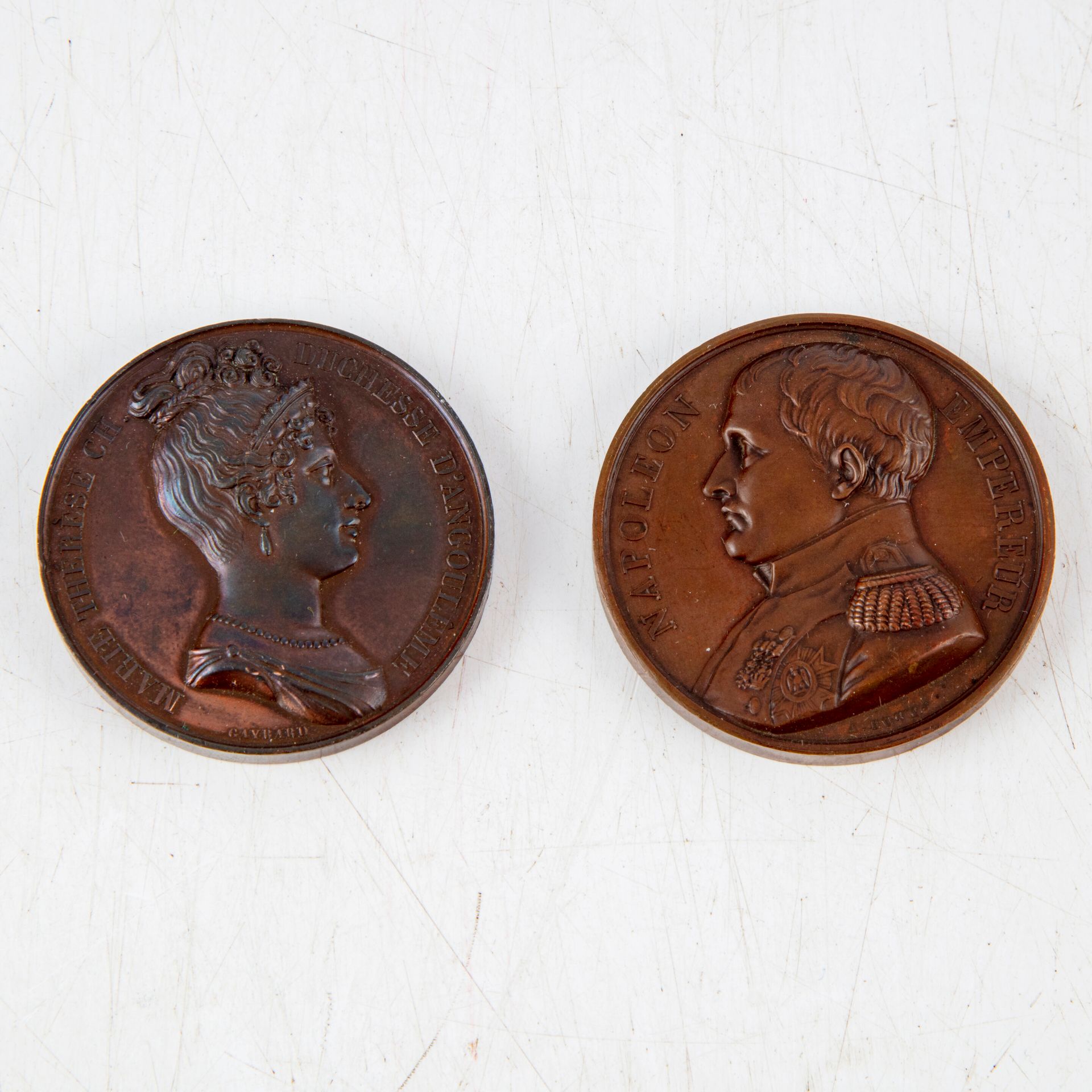 Null 拿破仑一世的圣赫勒拿岛纪念铜牌，由A. BOVY刻制 
D.4,1厘米 
安古兰公爵夫人玛丽-泰雷兹的铜牌，由盖拉德刻制
D.4厘米