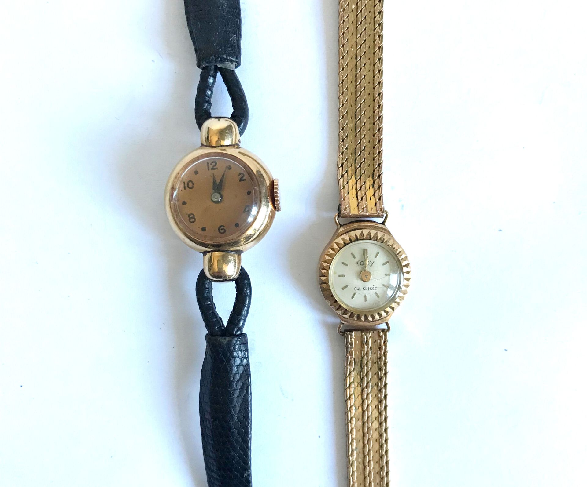 Null Dos relojes de señora vintage con caja de oro amarillo (cabeza de águila)
P&hellip;