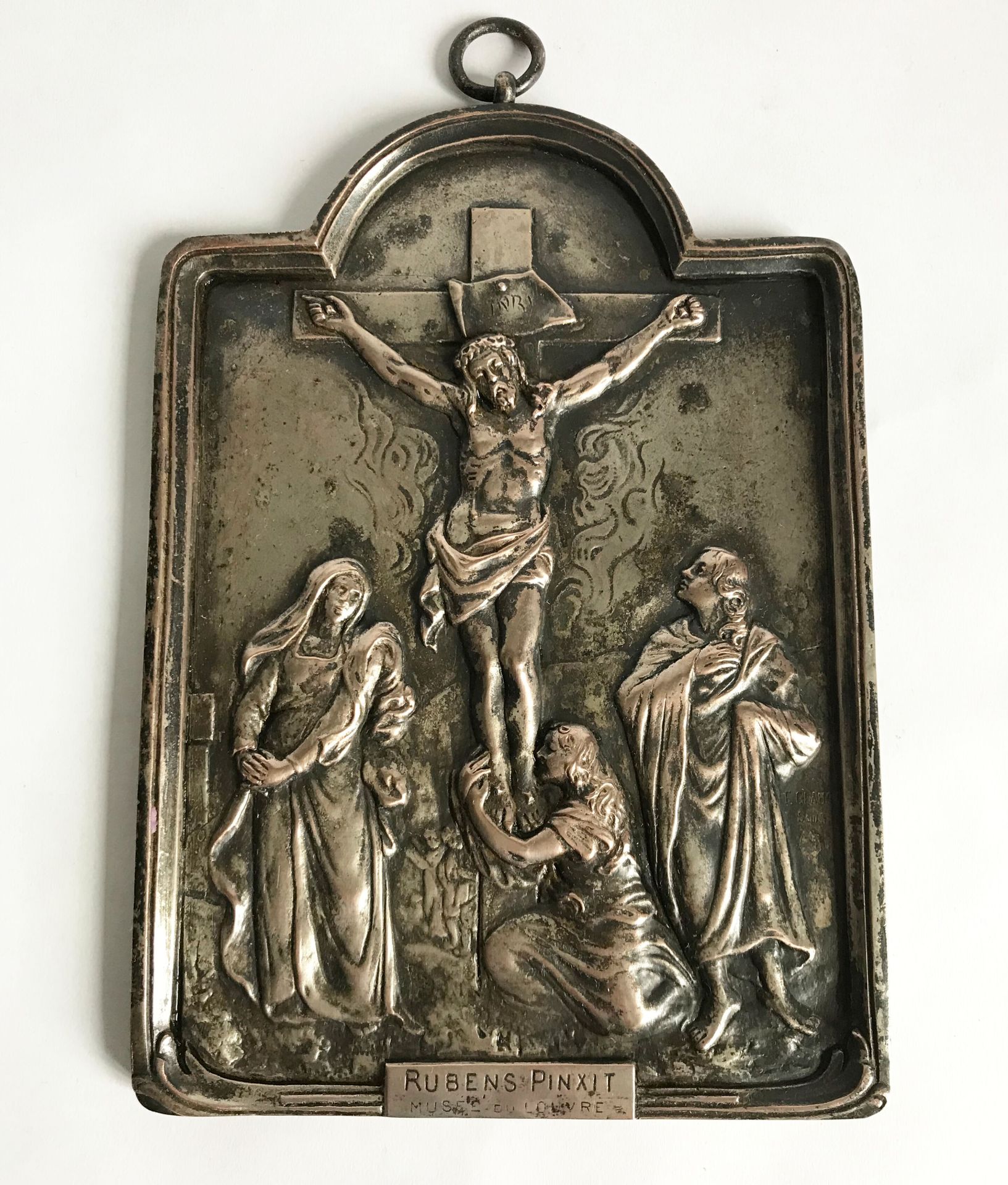 Null F.CLAUS - XIXe
Crucifixion d'après Pierre Paul RUBENS
Plaque en bronze arge&hellip;