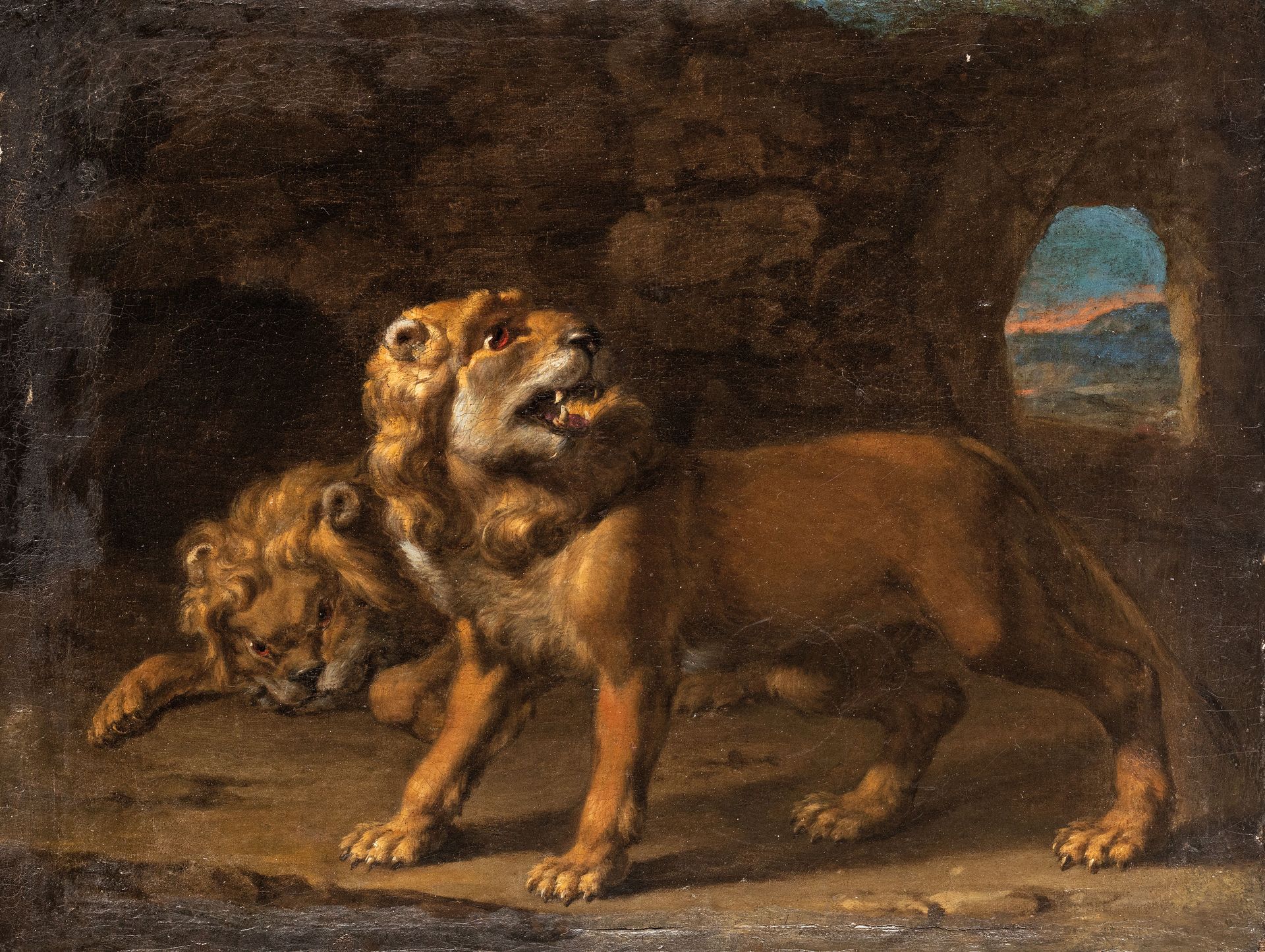 PIETRO PAOLO RUBENS (maniera di) (Siegen, 1577 - Anvers, 1640)
Lions 
Huile sur &hellip;