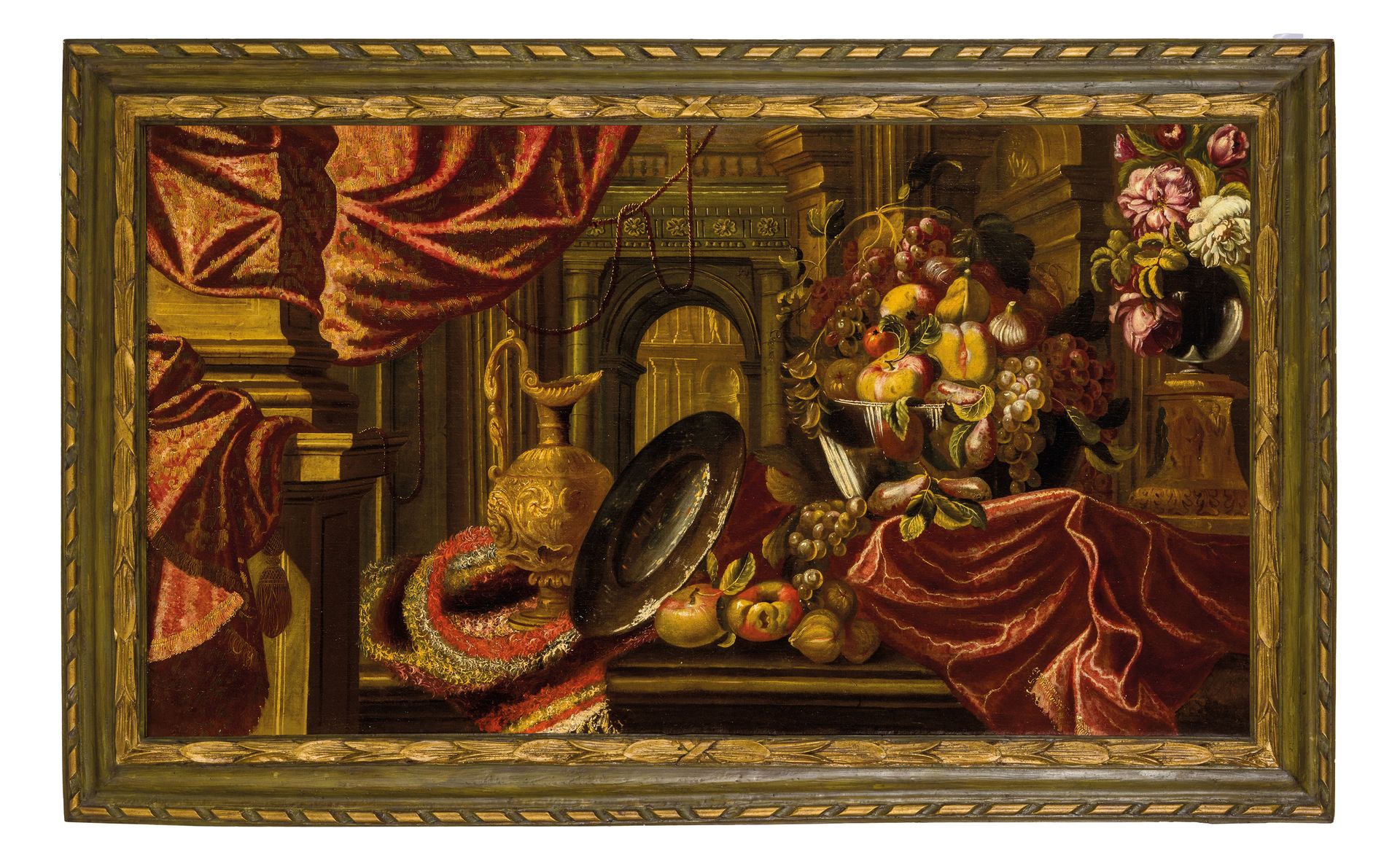 Carlo Manieri (1662年至1700年在罗马有记录)
静物与织物、水果和水壶
布面油画，72X130厘米

这幅精致的作品是由Carlo Mani&hellip;