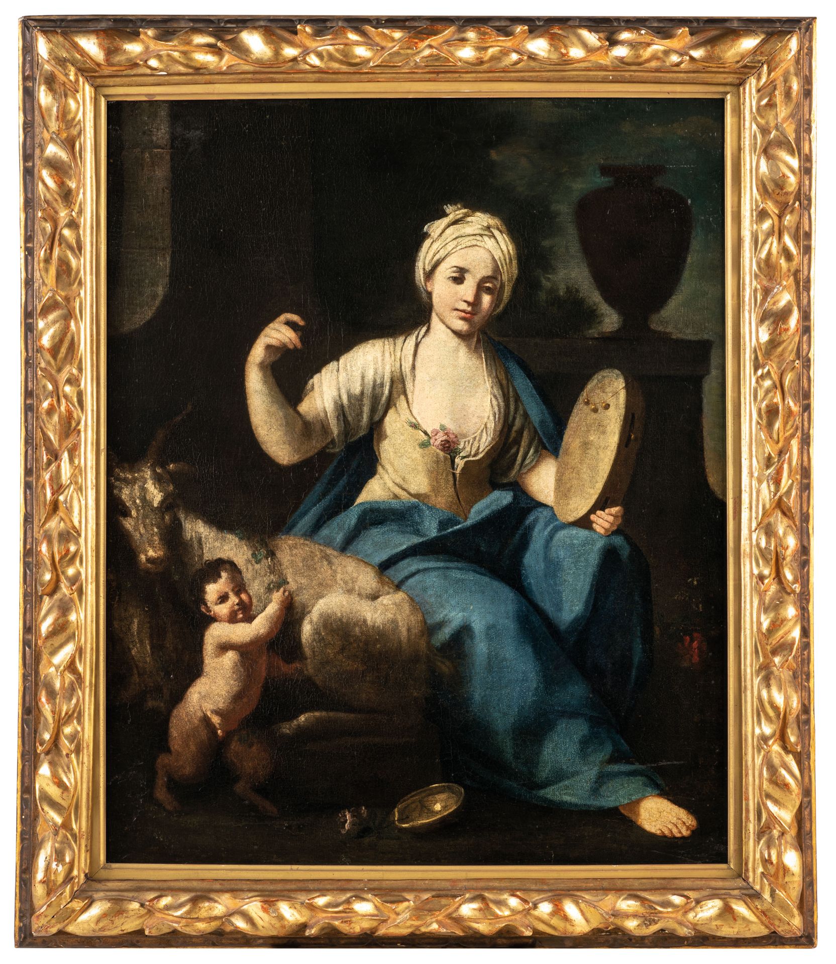 GIUSEPPE GAMBARINI (Bologna, 1680 - Casalecchio di Reno, 1725)
带手鼓的女孩和带山羊Amaltea&hellip;