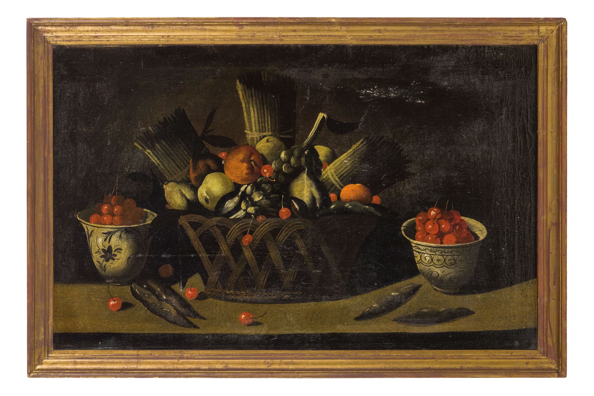 ANTONIO PONCE (maniera di) (Valladolid, 1608 - post 1662 ?)
静物画与蔬菜、樱桃和花瓶
布面油画，61&hellip;