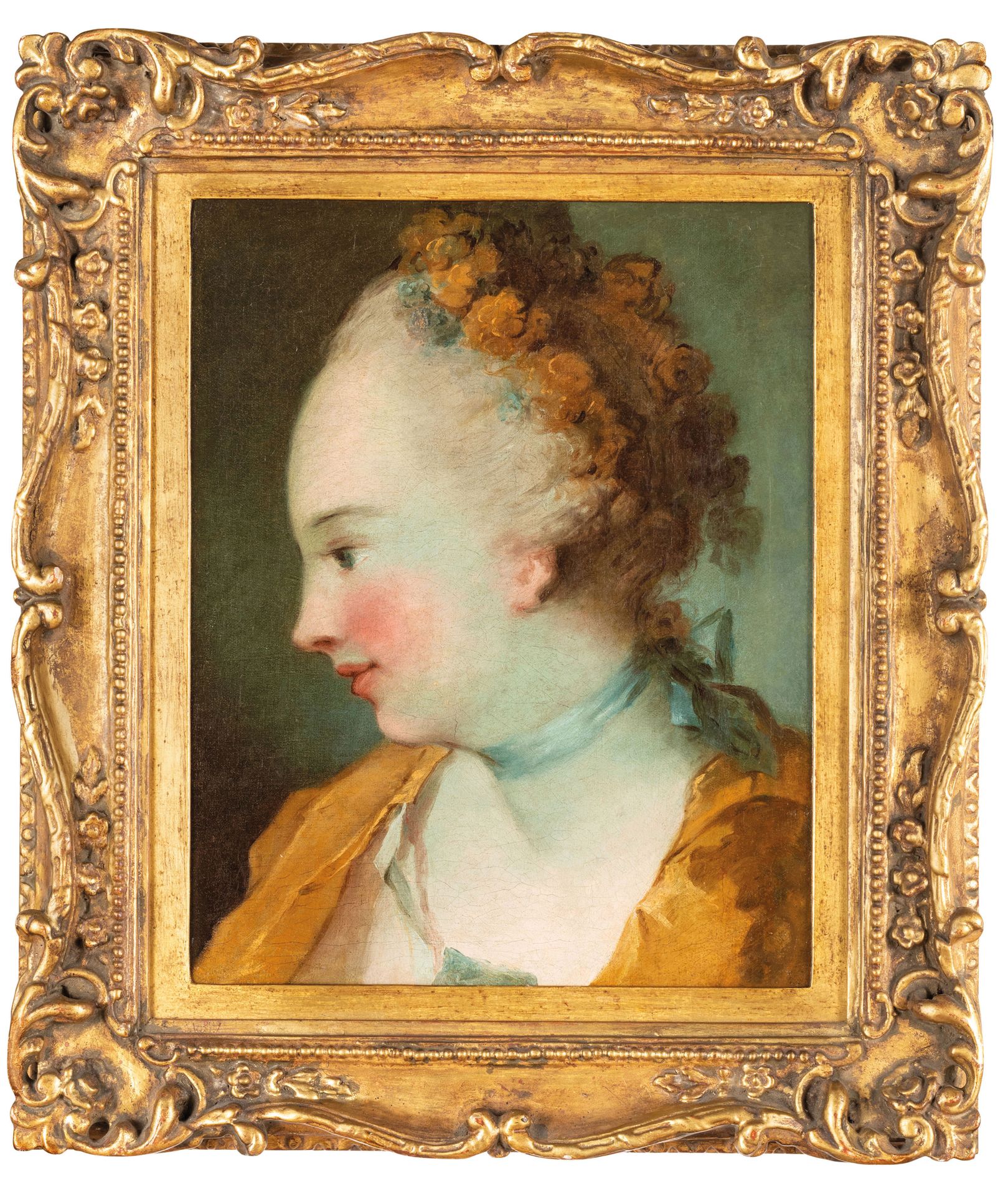 PHILIPPE MERCIER (attr. A) (柏林，1689年-伦敦，1760年）
女子侧面肖像
布面油画，41X33厘米

描绘了一位年轻女子的侧面&hellip;