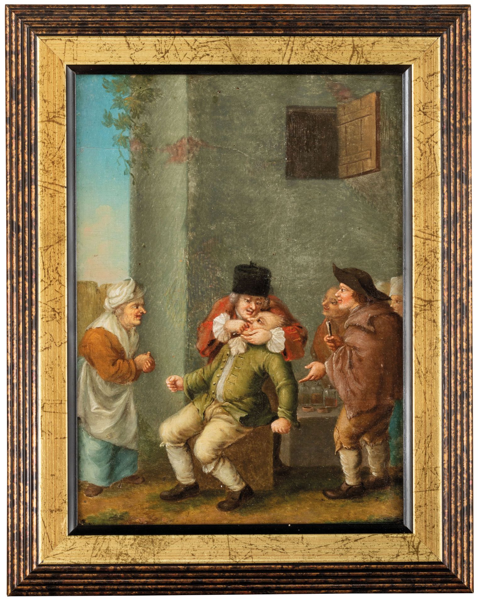 PITTORE DEL XVIII-XIX SECOLO The Cerusico
The Dentist
布面油画，27.5X21厘米（2）。