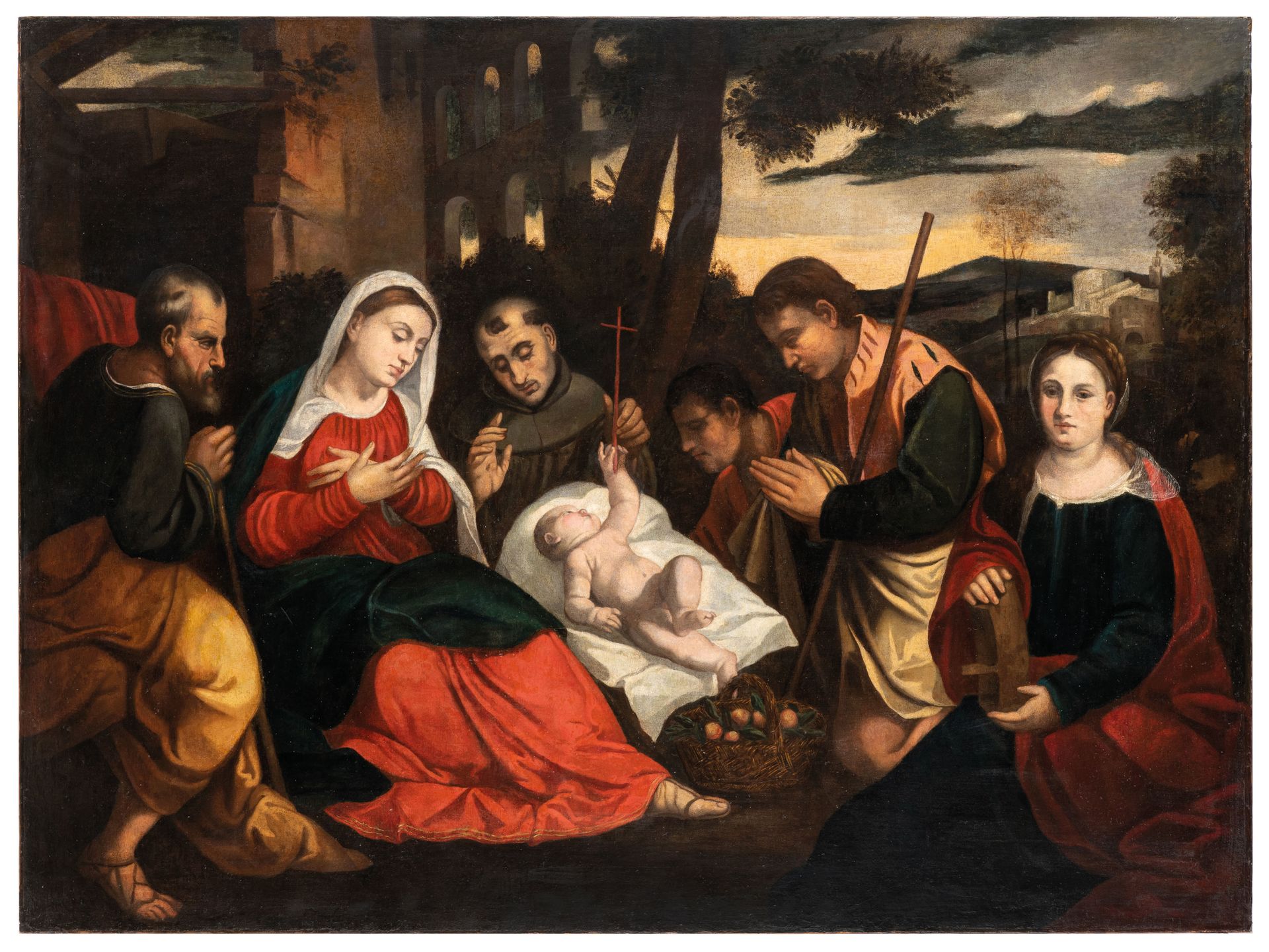 PITTORE DEL XVII SECOLO Adoration des bergers
Huile sur toile, 125X168 cm

Le ta&hellip;