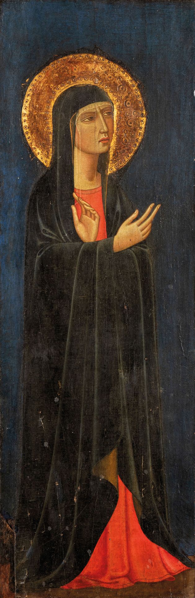 PITTORE DEL XIV-XV SECOLO 圣母玛利亚
传福音的圣约翰
面板上的淡彩画，60X22厘米（2）

被检查的面板可能是三联画的一部分，中间是&hellip;