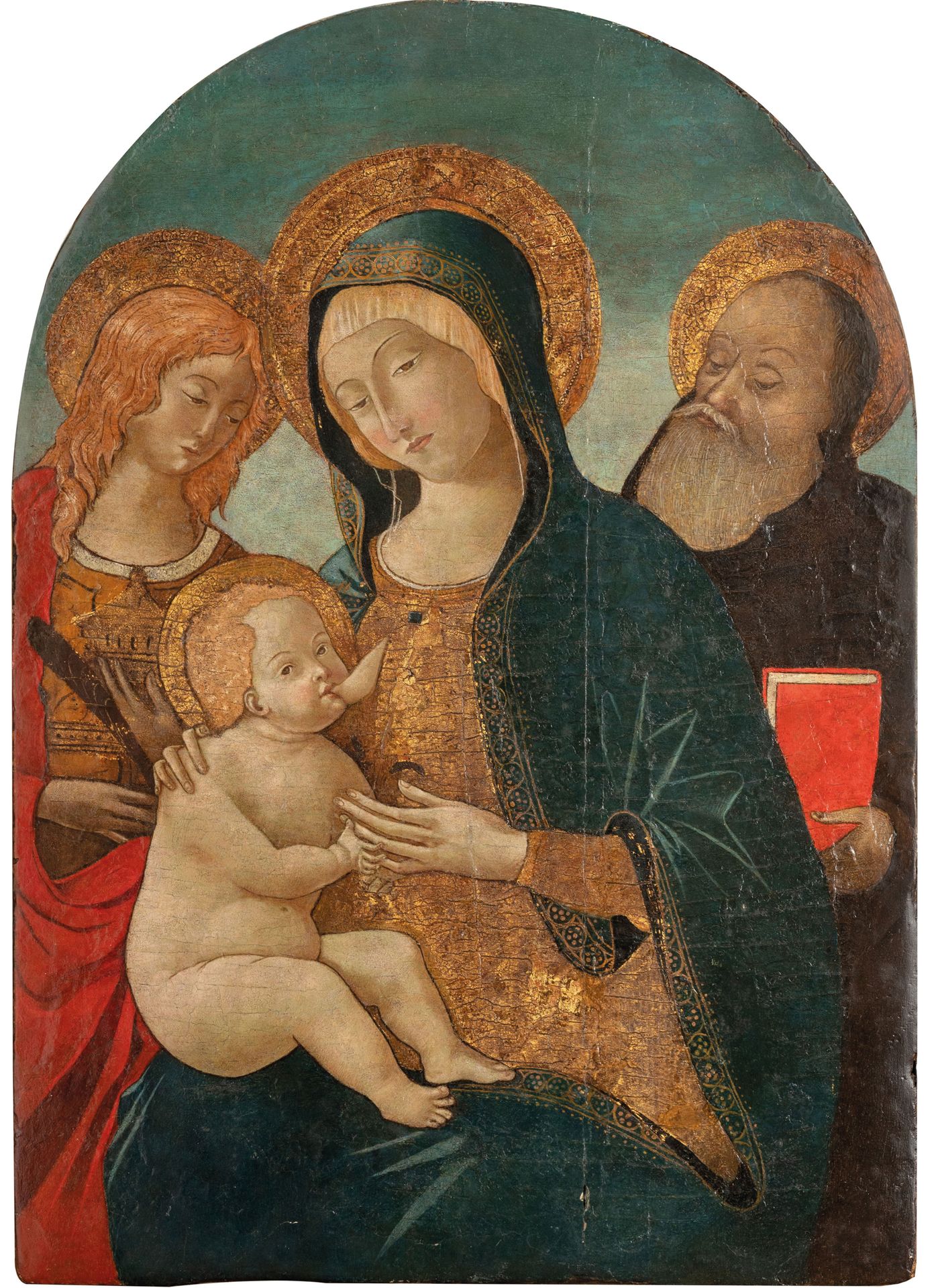 PITTORE TOSCANO DEL XV SECOLO Vierge à l'Enfant, Saint Joseph et Ange
Tempera su&hellip;