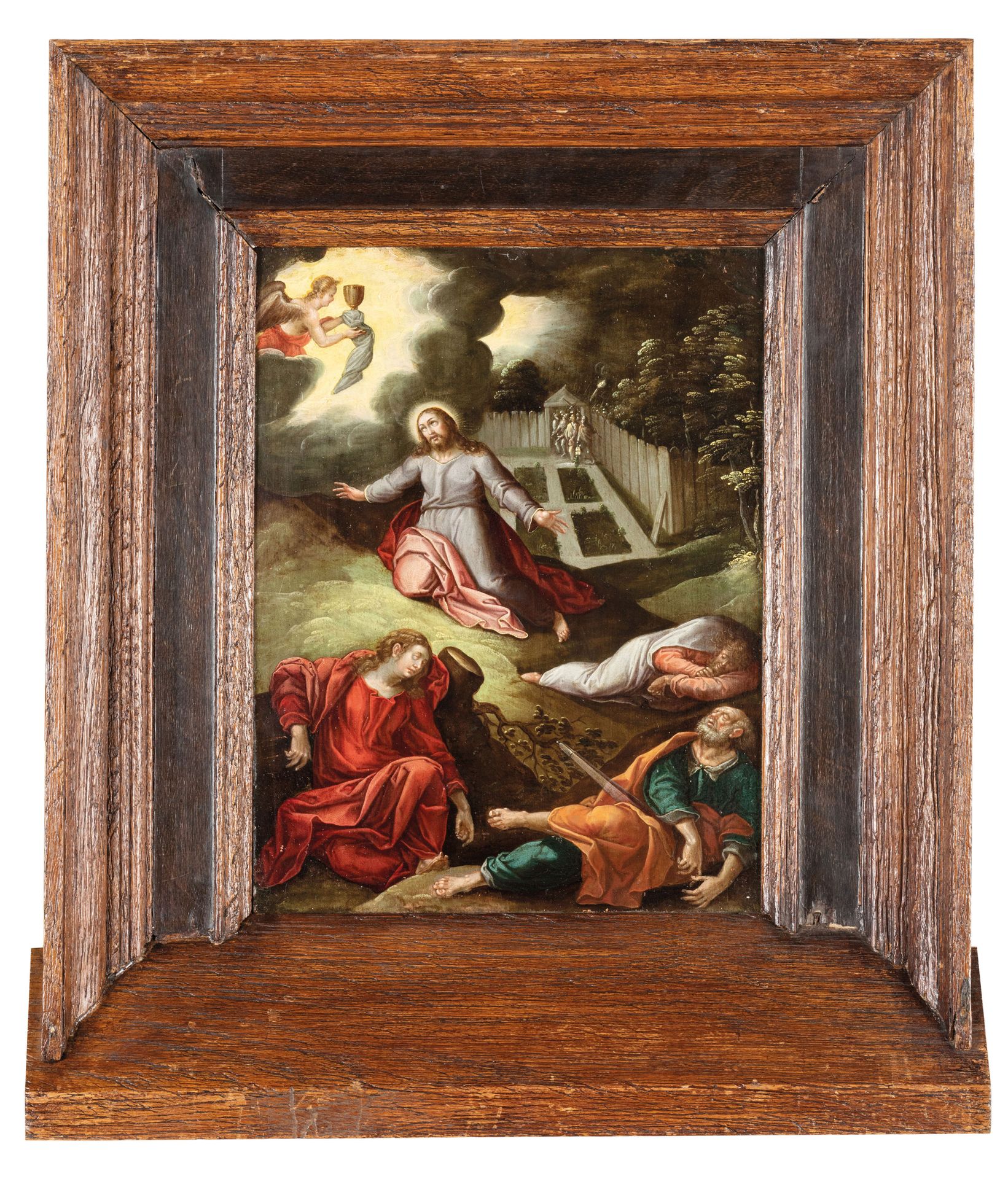 PITTORE FIAMMINGO DEL XVI-XVII SECOLO 耶稣在客西马尼
铜板油画，30X23厘米

铜板上有收藏家对Joachim Beuc&hellip;