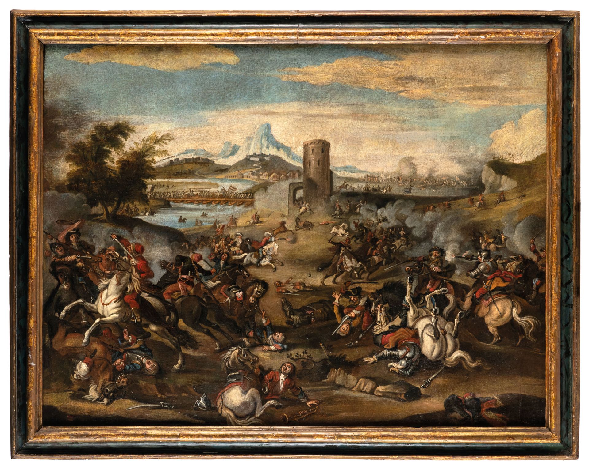 PITTORE DEL XVIII SECOLO Bataille
Huile sur toile, 103X135 cm