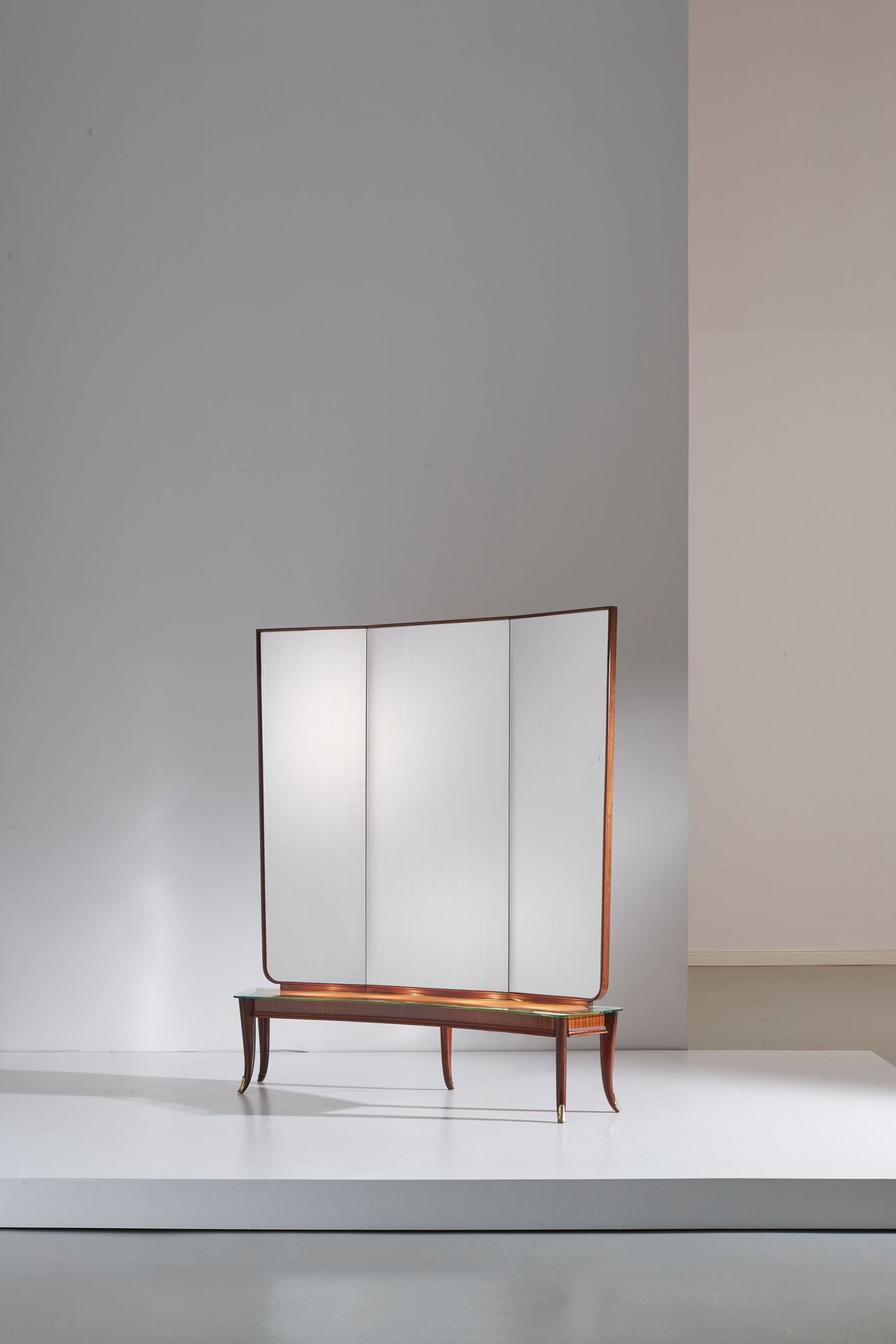 Manifattura Italiana Luminous mirror. Mahogany wood, walnut wood, brass, partial&hellip;