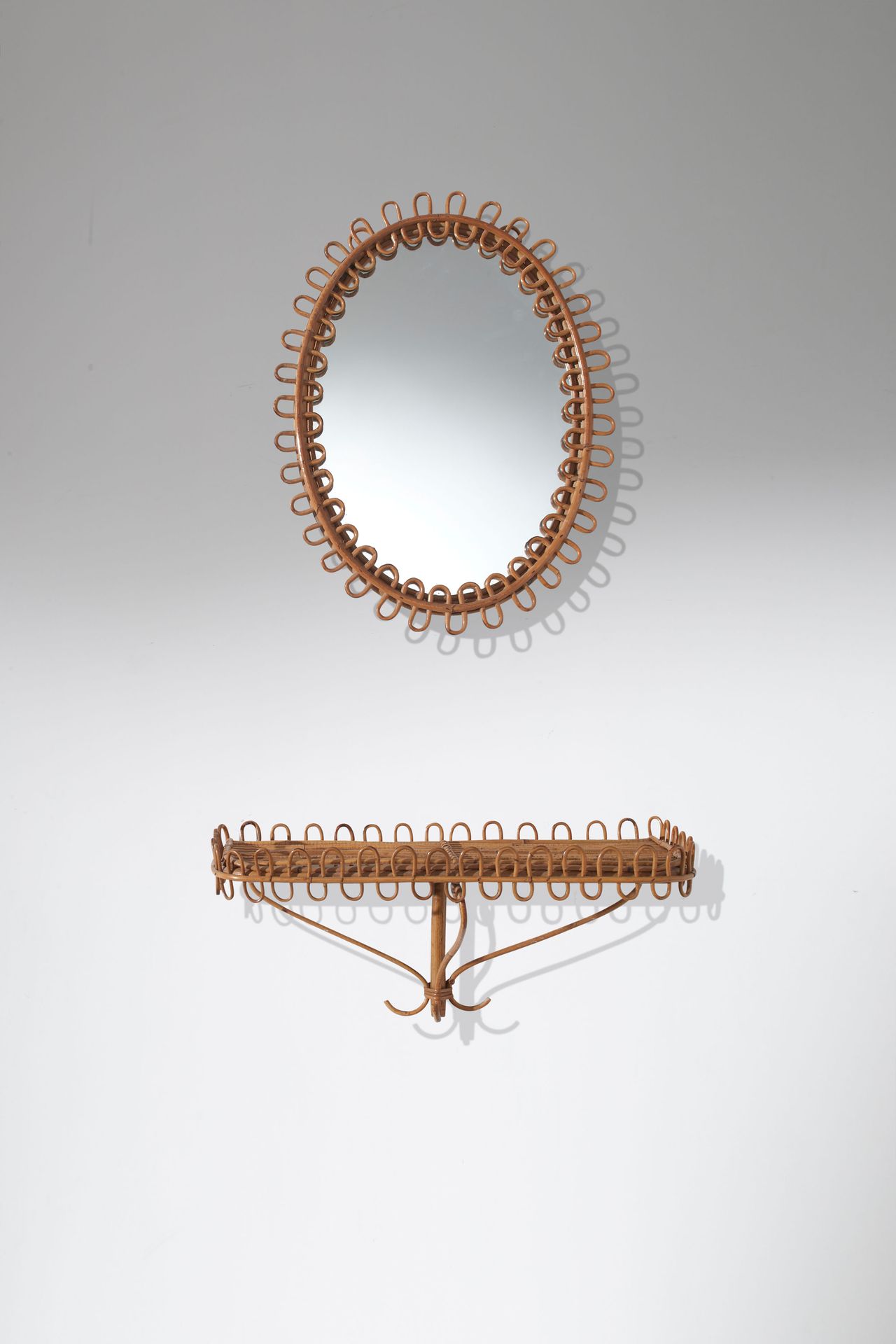 FRATELLI CASTANO Specchio con consolle pensile. Canna d'India, midollino intrecc&hellip;