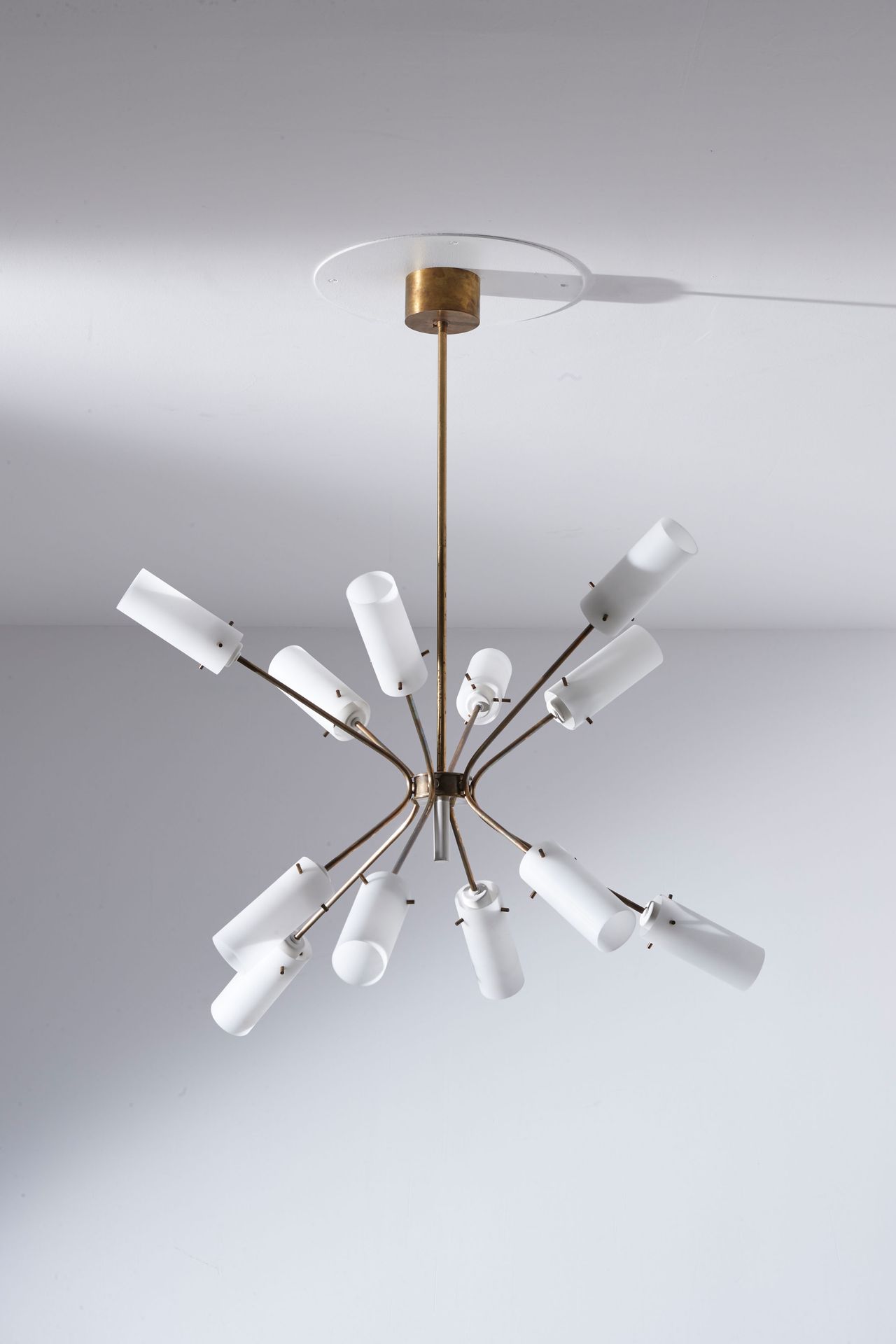 G.C.M.E. Suspension lamp. Brass, painted aluminum, frosted opaline glass. Produc&hellip;
