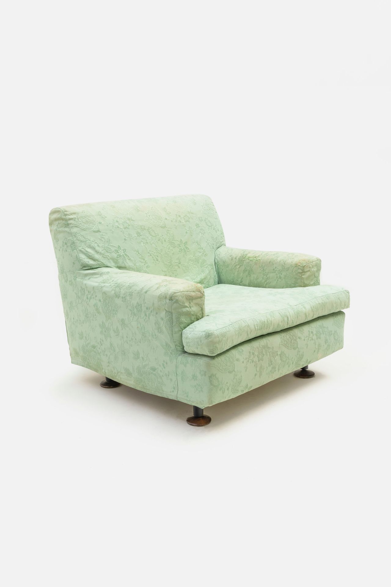 MARCO ZANUSO 扶手椅，方形。翻转的柚木，上釉的金属，软垫织物。 
Arflex生产，约1962年 
74x84x95厘米
M. Zanuso的扶手椅&hellip;
