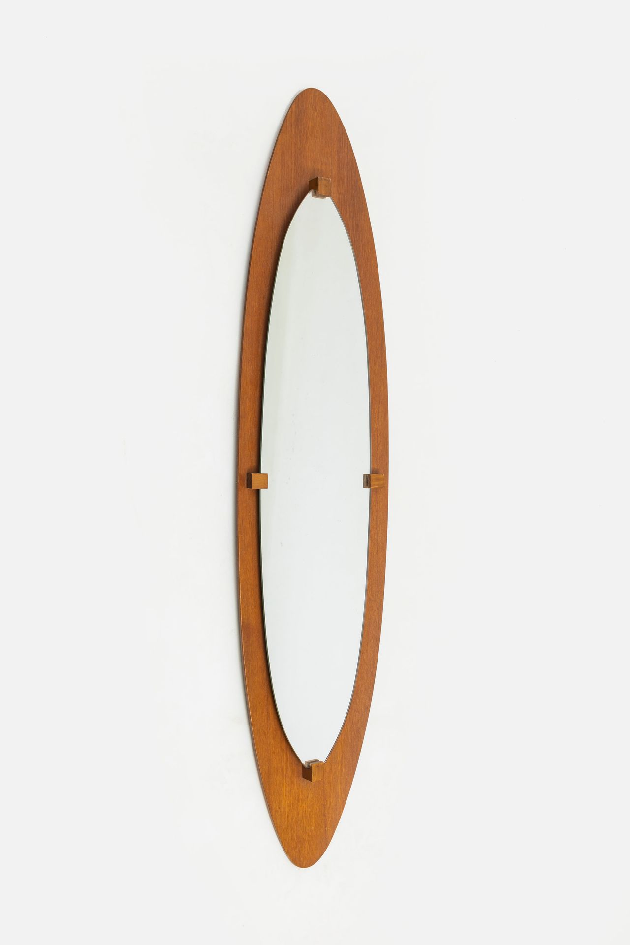 FRANCO CAMPO, CARLO GRAFFI Mirror. Curved plywood veneered with teak wood, mirro&hellip;