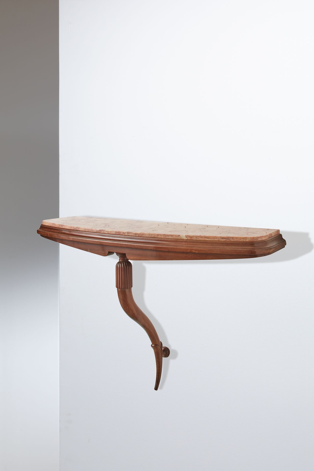 MANIFATTURA ITALIANA Carved walnut wood console table, Verona red marble. Italy &hellip;
