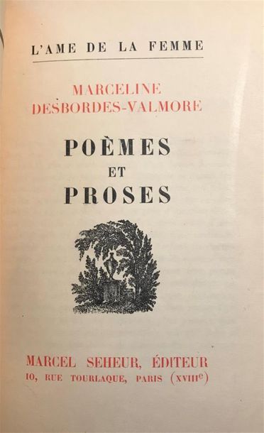 Null DESBORDES-VALMORE Marceline, Poèmes et proses, 1 vol. Relié. Marcel Seheur &hellip;