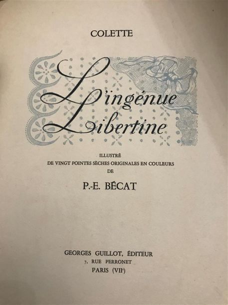Null COLETTE. L'Ingénue libertine. Paris, Guillot, 1947. In-4, chagrin brun à lo&hellip;