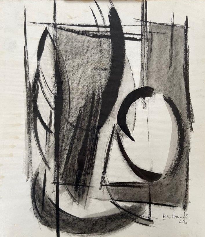 Null 玛丽-热纳维耶夫-哈维尔（Marie-Geneviève HAVEL）(1931-2017)

抽象构成, 1963年

纸上印度墨水和水粉画，右下方&hellip;