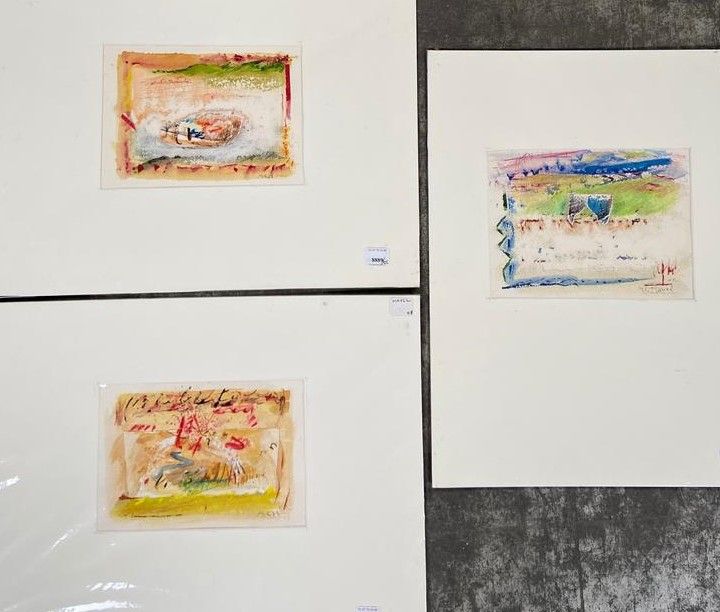 Null 玛丽-热纳维耶夫-哈维尔（Marie-Geneviève HAVEL）(1931-2017)

三张图的套件

纸上水墨画，右下方有签名和日期2002&hellip;