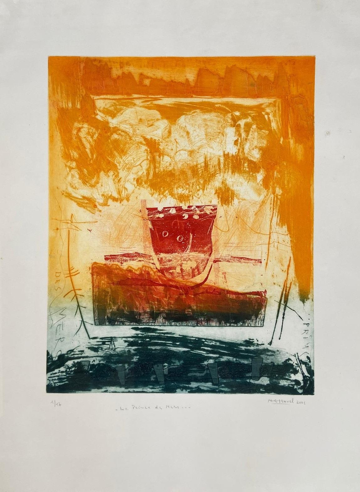 Null 玛丽-热纳维耶夫-哈维尔（Marie-Geneviève HAVEL）(1931-2017)

一套四幅带框版画:

- "海洋的王子"，2001年。&hellip;